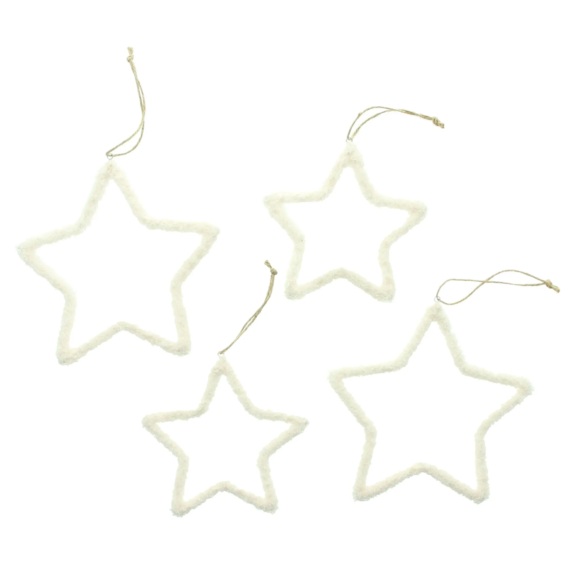 Stern-Hänger "Cozy White", 4er Set  im Frank Flechtwaren Online Shop für Christbaumhänger kaufen