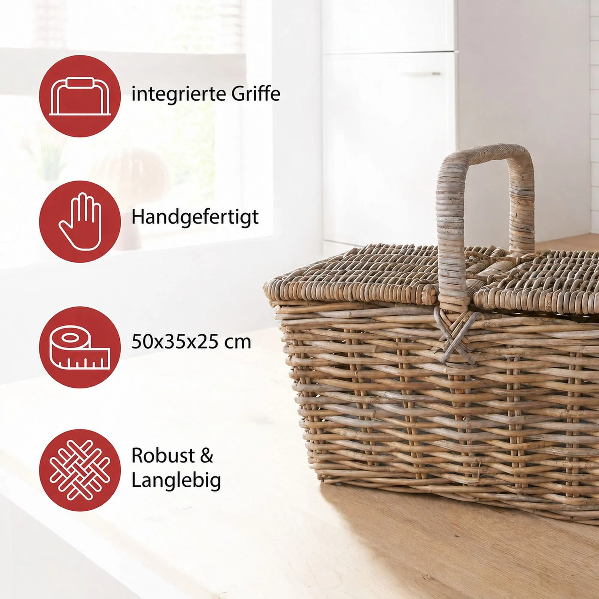 Picknickkorb "Rattan"  im Frank Flechtwaren Online Shop für Landhaus-Flair kaufen