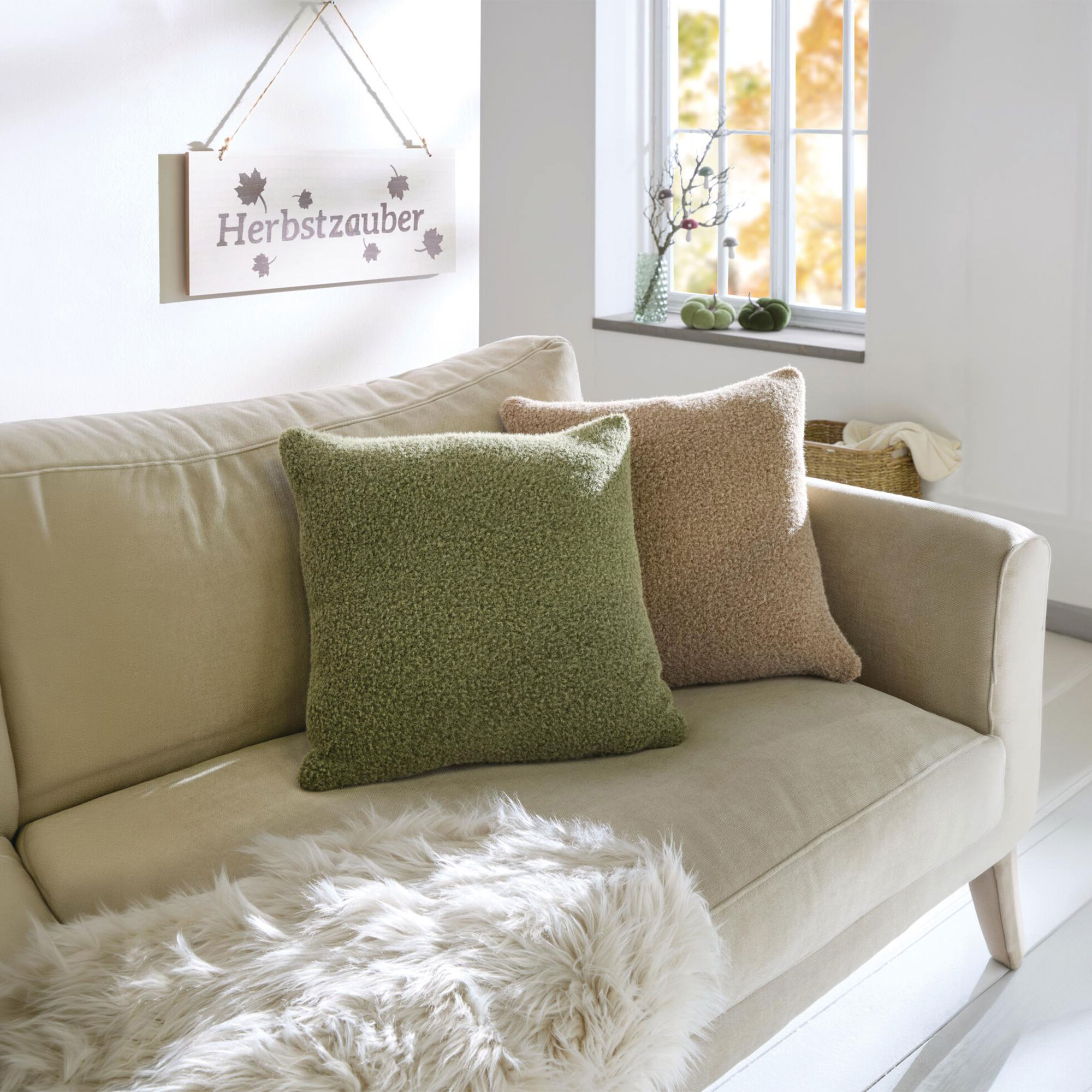 Kissenhülle "Wolloptik in Beige"  im Frank Flechtwaren Online Shop kaufen