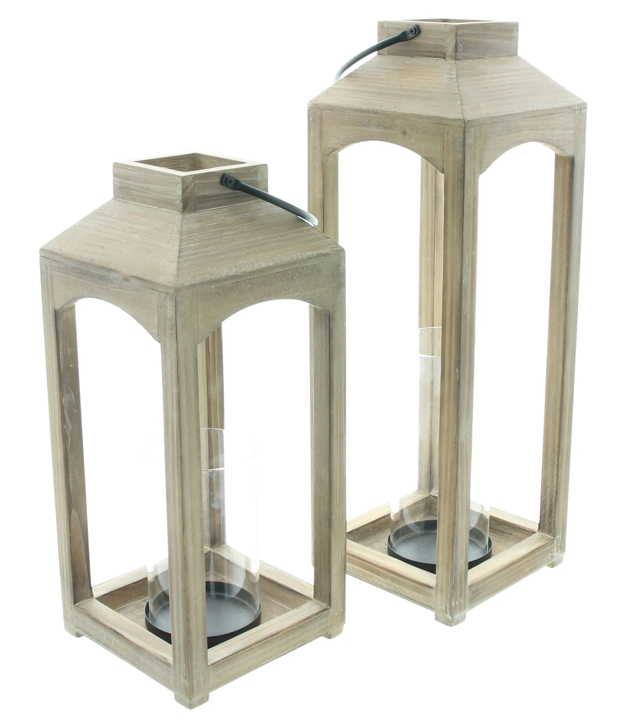 Laterne "Wood", 2er Set  im Frank Flechtwaren Online Shop für Landhaus-Flair kaufen