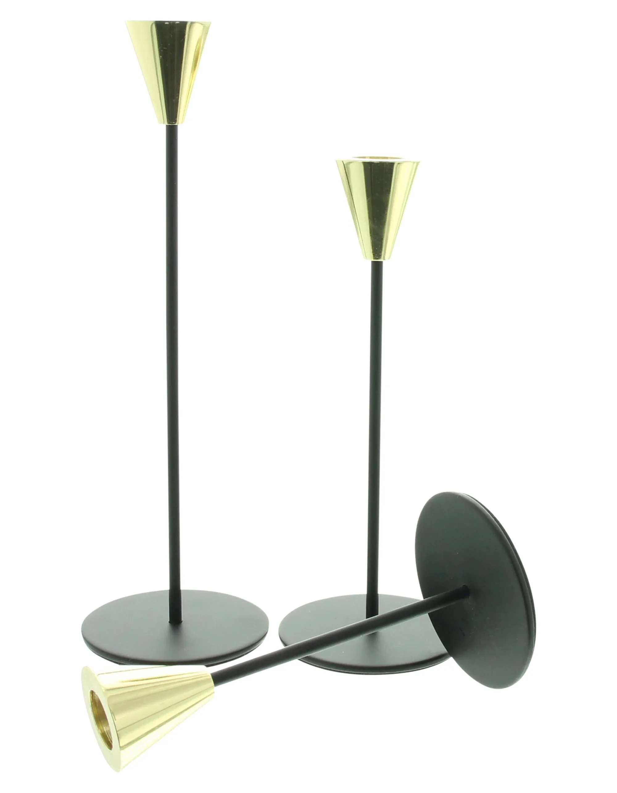 Stabkerzenhalter "Schwarz &amp; Gold", 3er Set  im Frank Flechtwaren Online Shop für Black &amp; White kaufen
