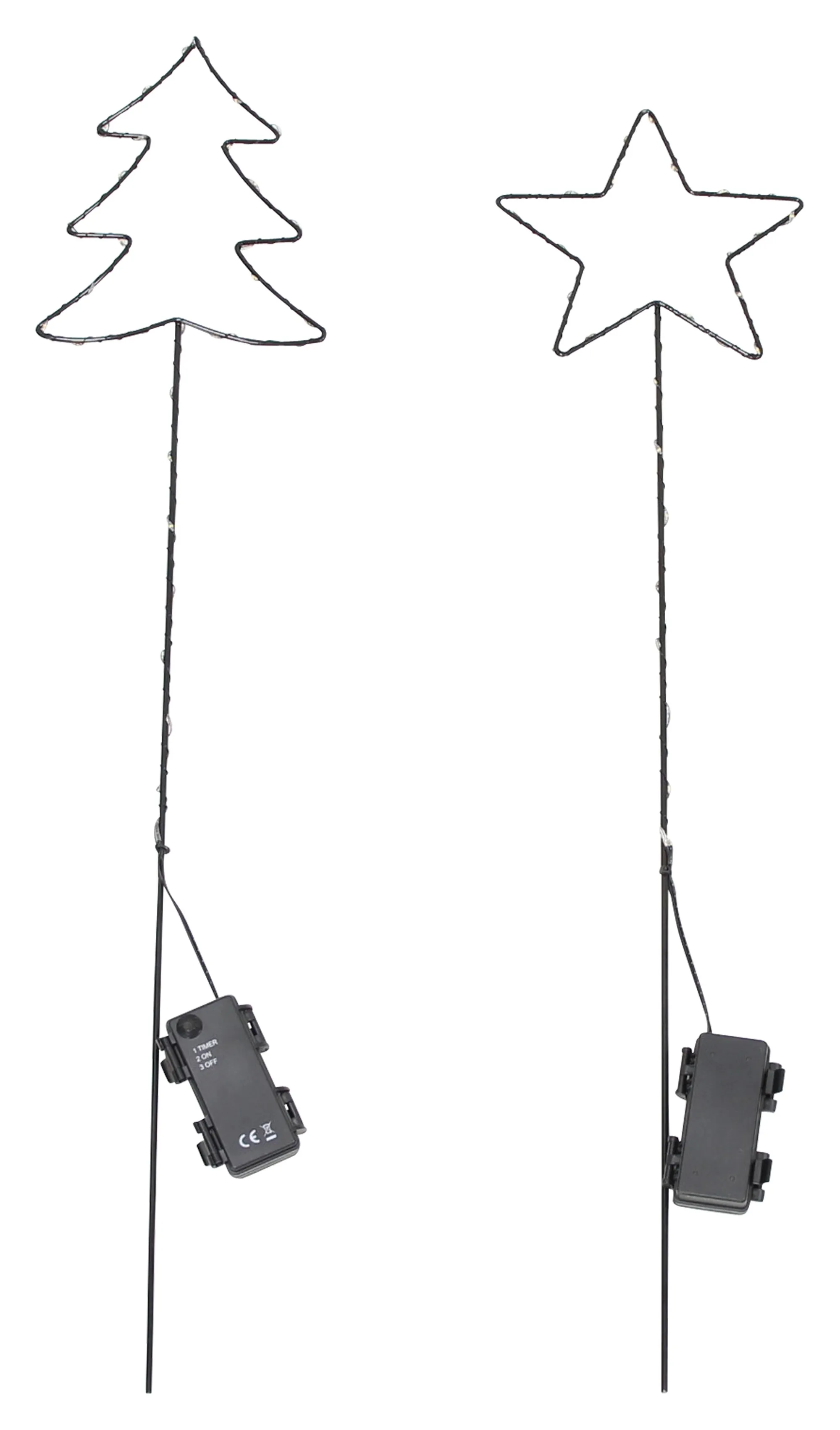 LED-Stecker "Tanne &amp; Stern", 2er Set  im Frank Flechtwaren Online Shop für Gartenbeleuchtung kaufen