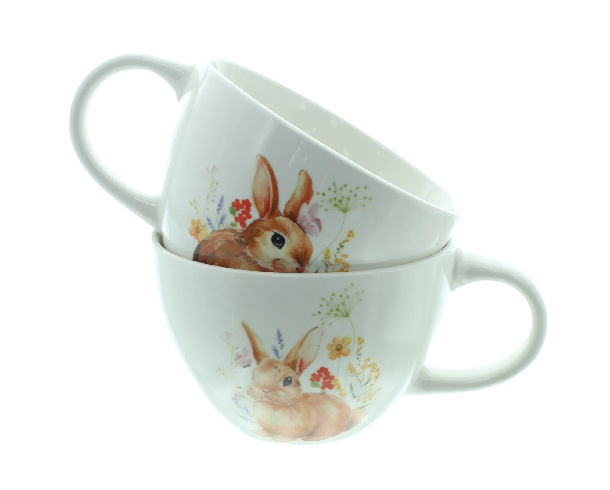 Jumbotasse "Blumenhäschen", 2er Set  im Frank Flechtwaren Online Shop für Landhaus-Flair kaufen