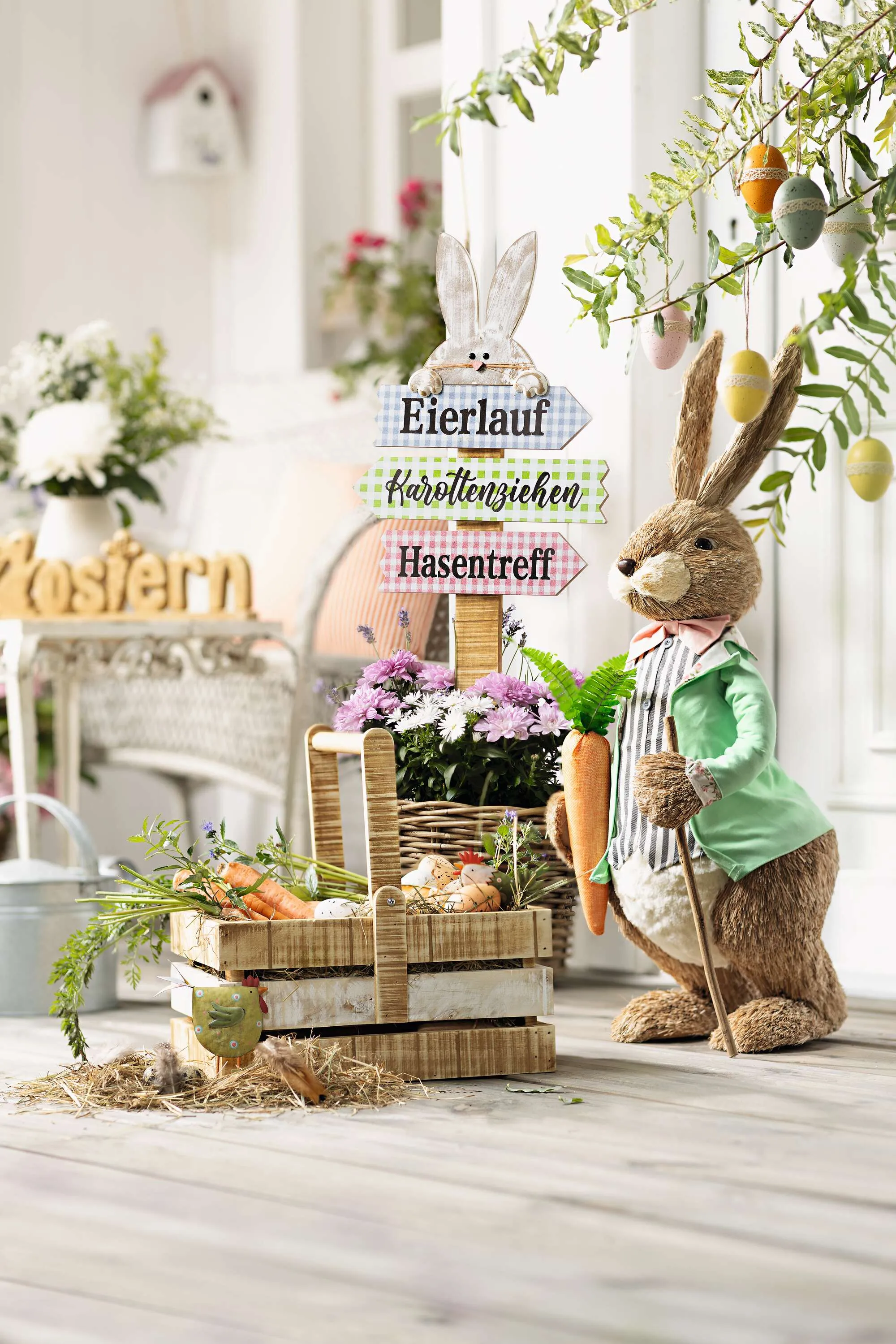 Gartenschild "Osterparty"  im Frank Flechtwaren Online Shop für Bunte Osterzeit kaufen