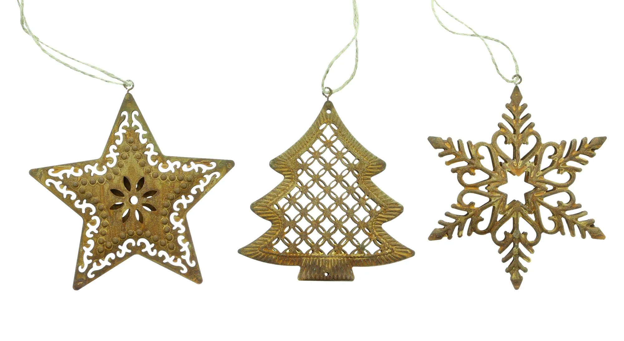 Weihnachtshänger "Rost", 3er Set  im Frank Flechtwaren Online Shop für Christbaumhänger kaufen