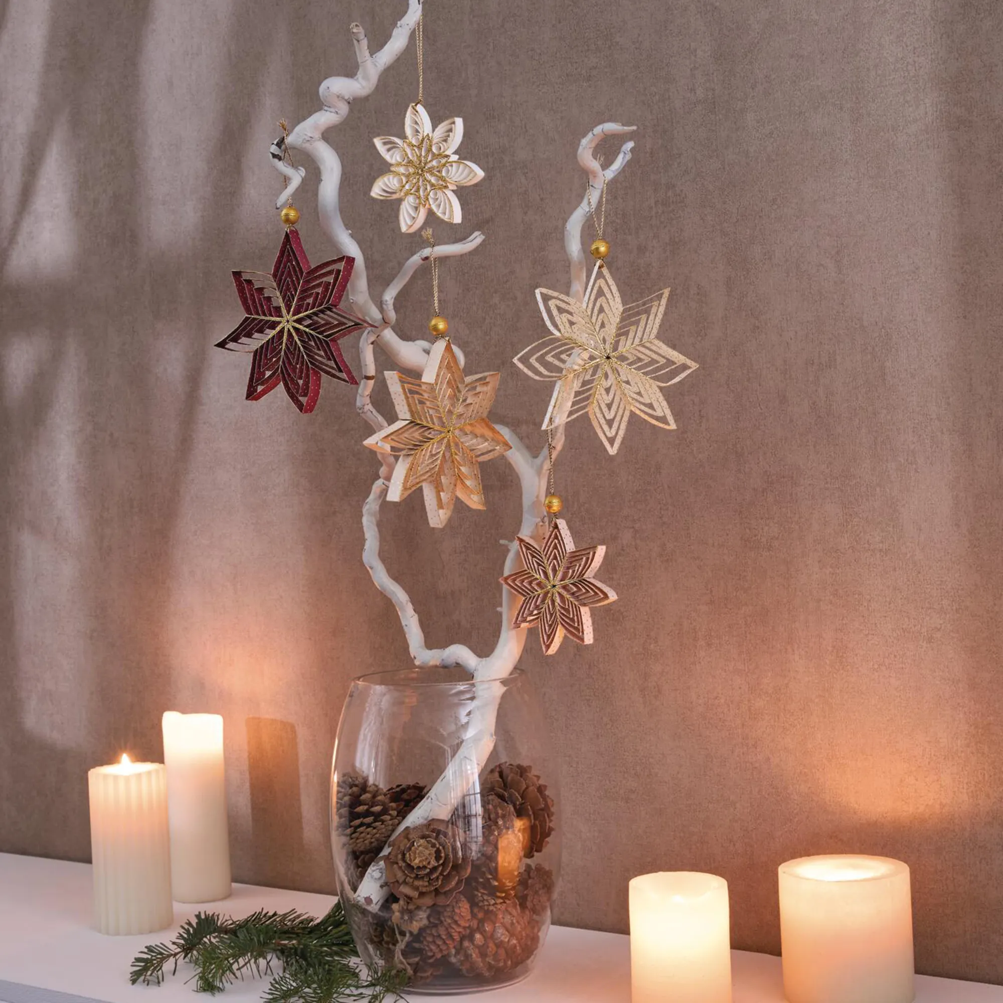 Deko-Hänger "Weihnachtsstern", 5er Set  im Frank Flechtwaren Online Shop für Dekohänger  kaufen