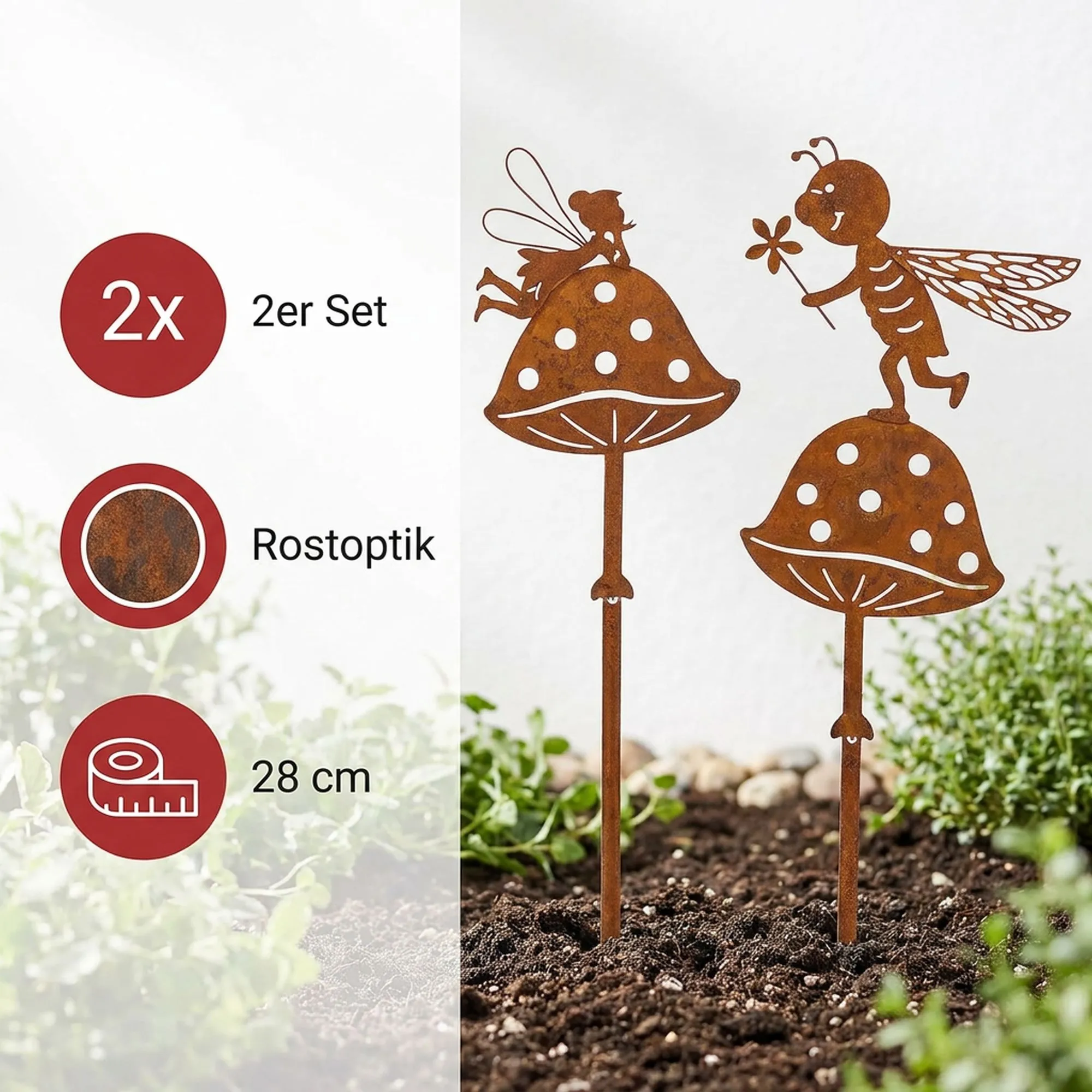 Gartenstecker "Pilzfreunde", 2er Set  im Frank Flechtwaren Online Shop für Bunter Ostergarten kaufen
