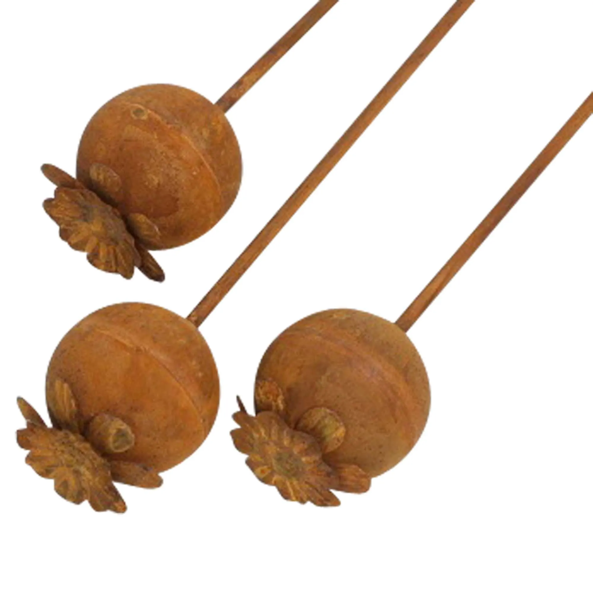 Gartenstecker "Mohn", 3er Set  im Frank Flechtwaren Online Shop für Rostdeko für Ihren Garten kaufen