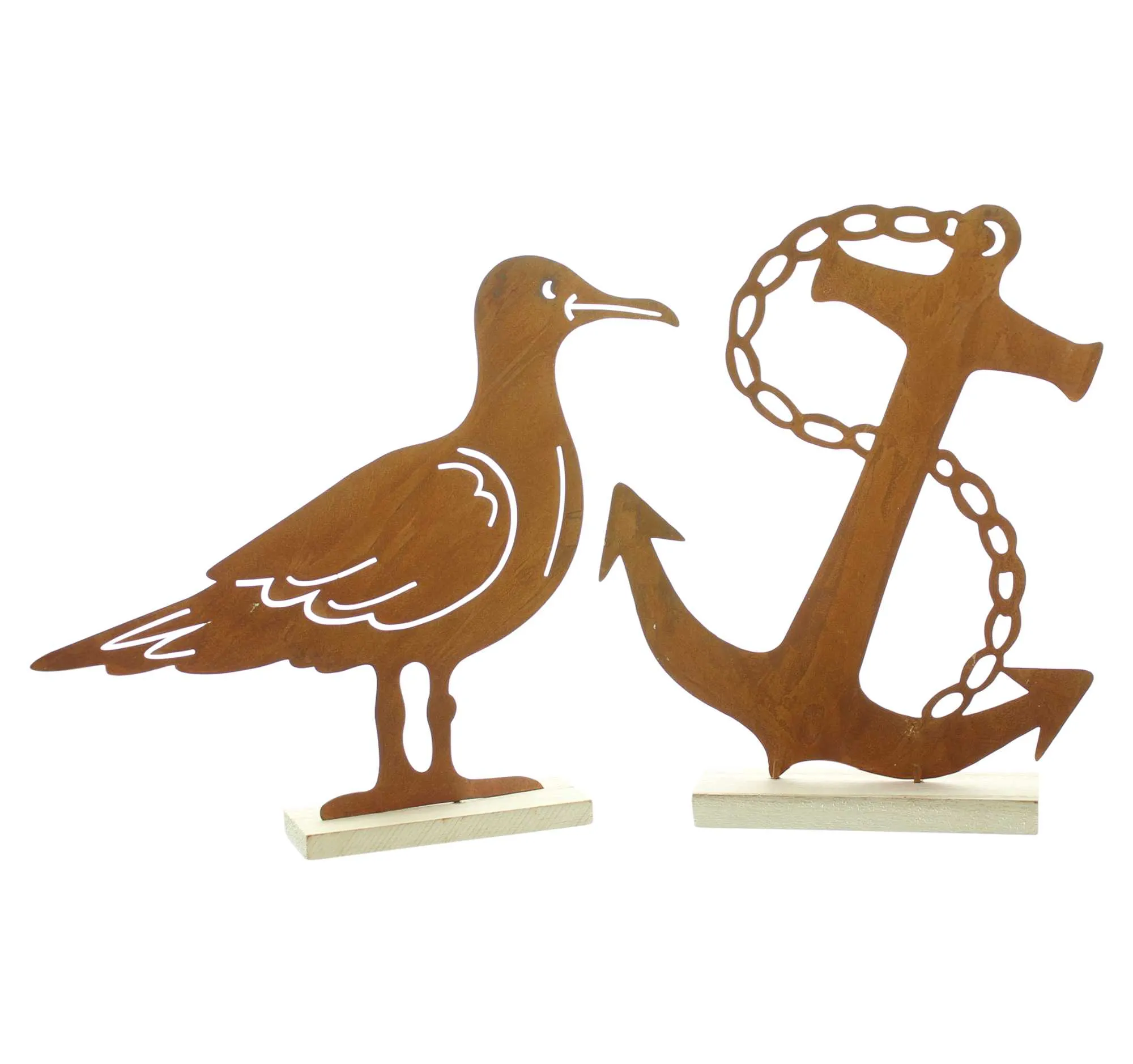 Rostdeko "Anker &amp; Möwe", 2er Set  im Frank Flechtwaren Online Shop für Dekofiguren kaufen