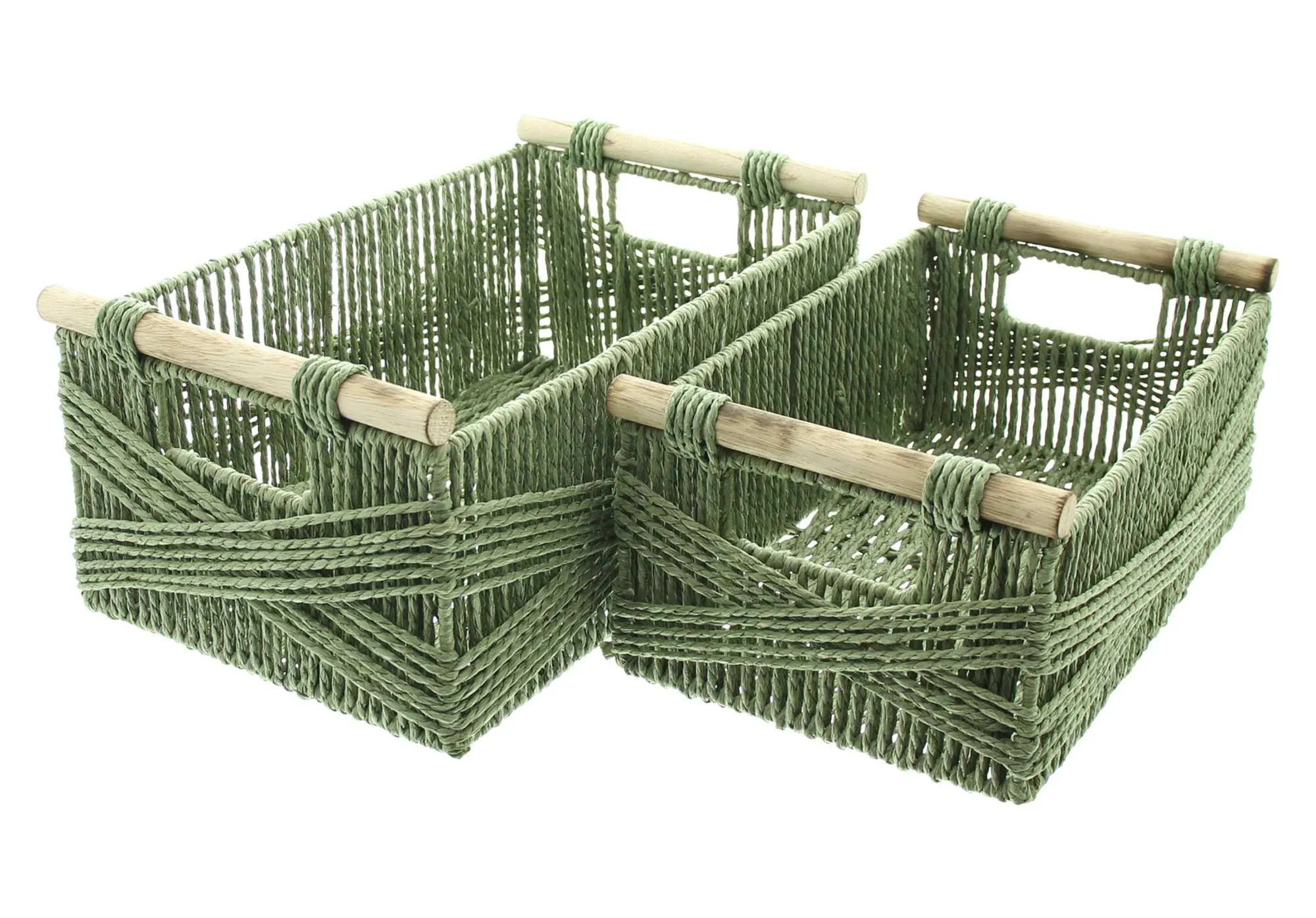 Füllkorb "Holzgriff", 2er Set  im Frank Flechtwaren Online Shop für Balkonien kaufen