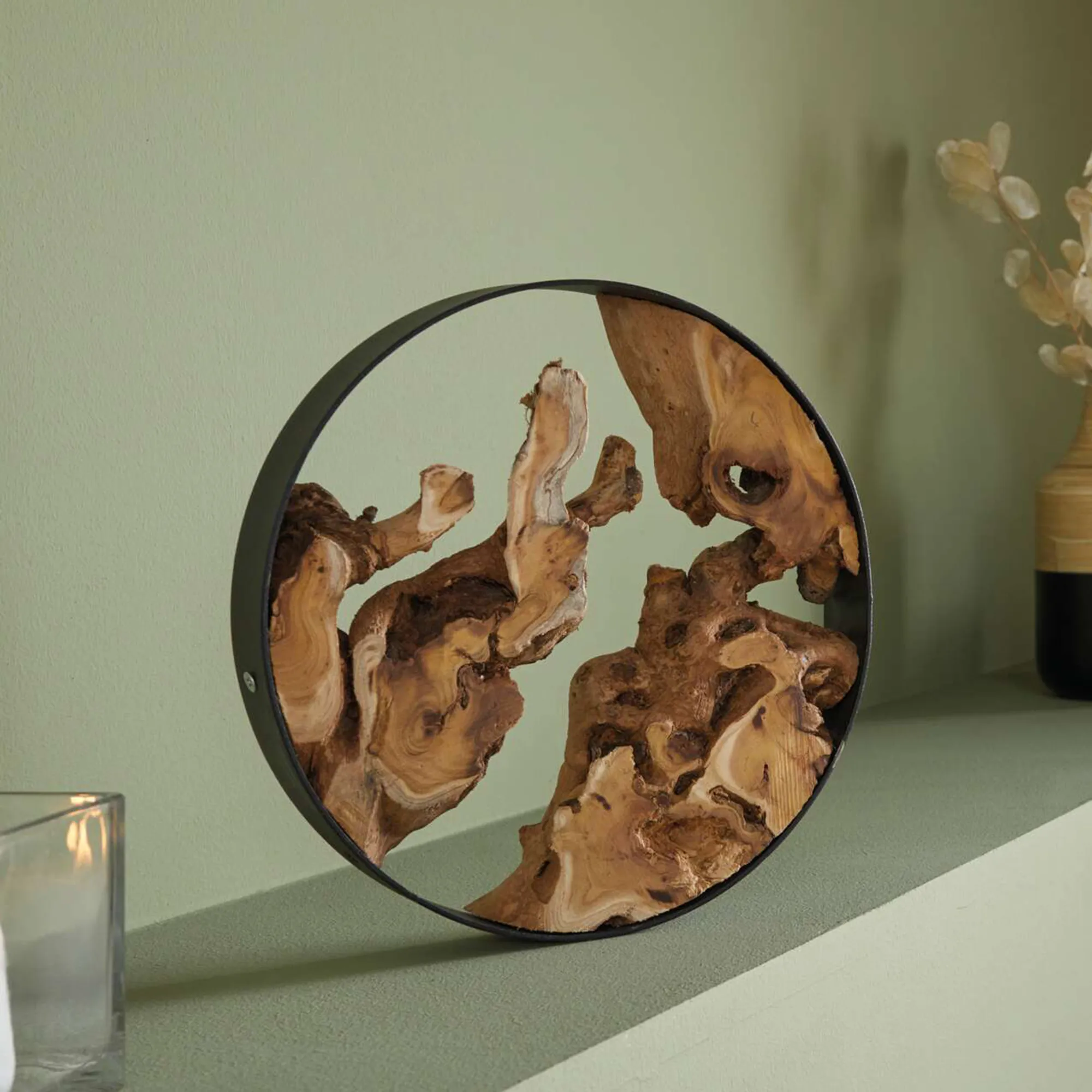 Holzdeko "Metallring"  im Frank Flechtwaren Online Shop kaufen