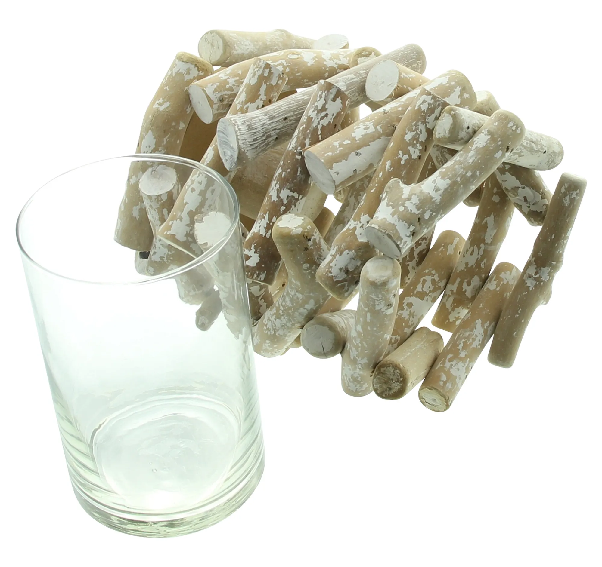 Windlicht "Holzstückchen"  im Frank Flechtwaren Online Shop für Windlichter kaufen
