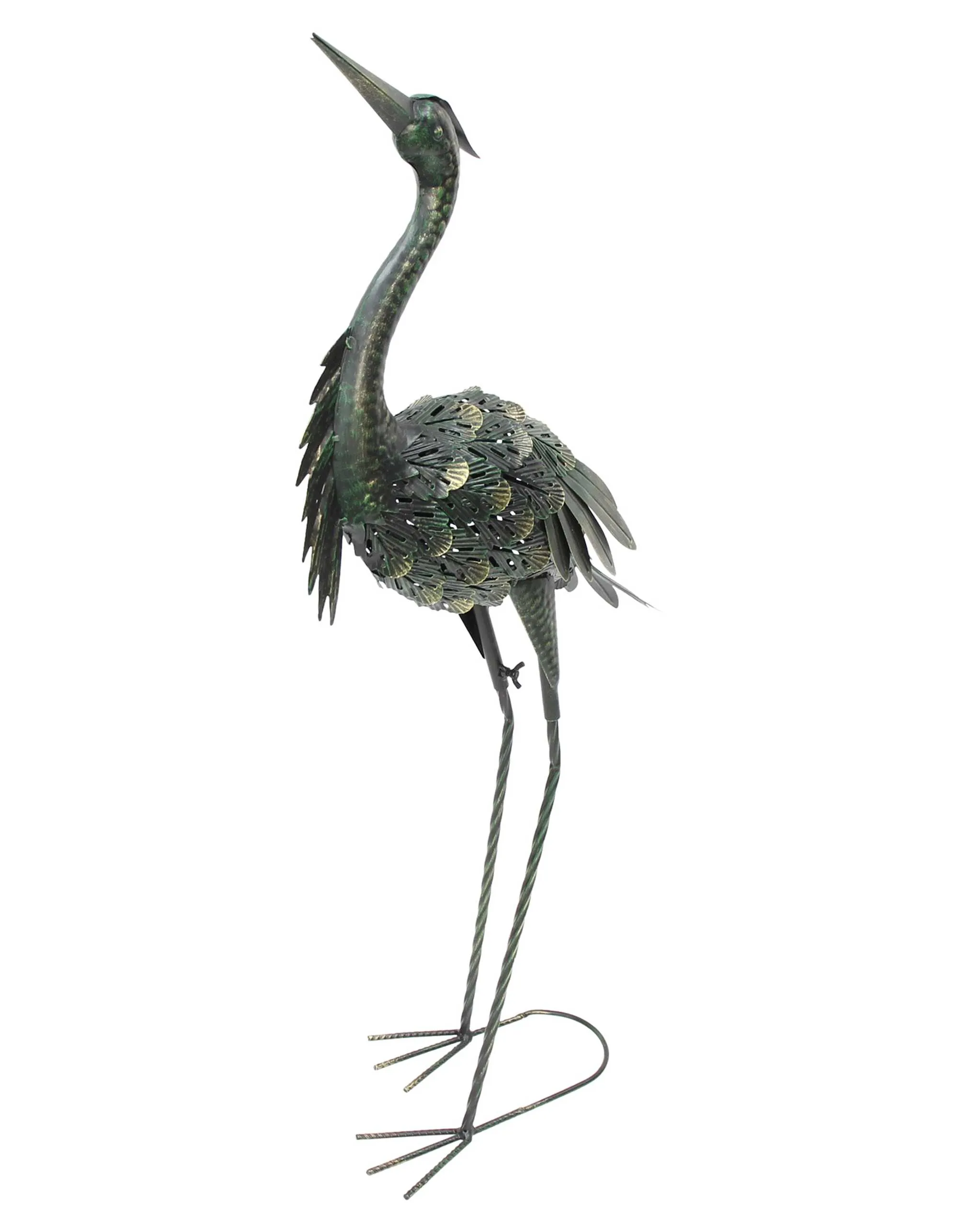 Metallvogel "Reiher"  im Frank Flechtwaren Online Shop für Gartenfiguren kaufen