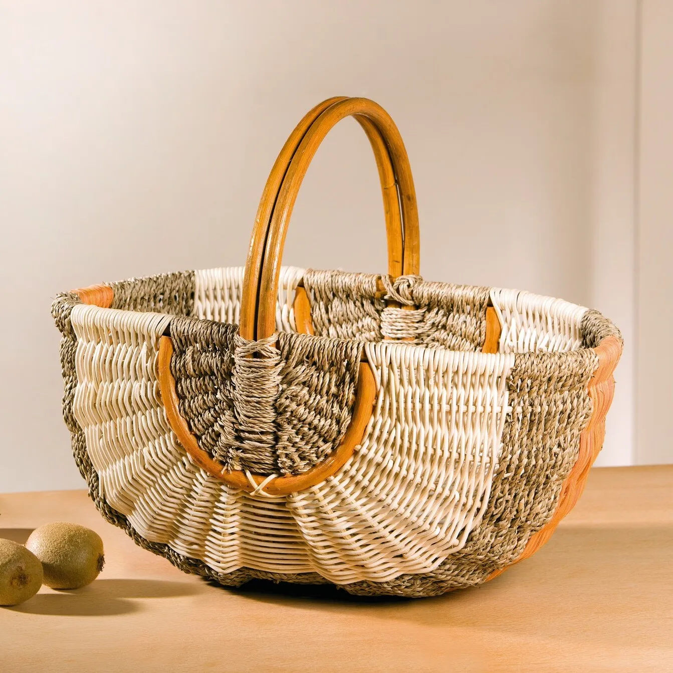 Einkaufskorb "Orange/Natur"  im Frank Flechtwaren Online Shop kaufen