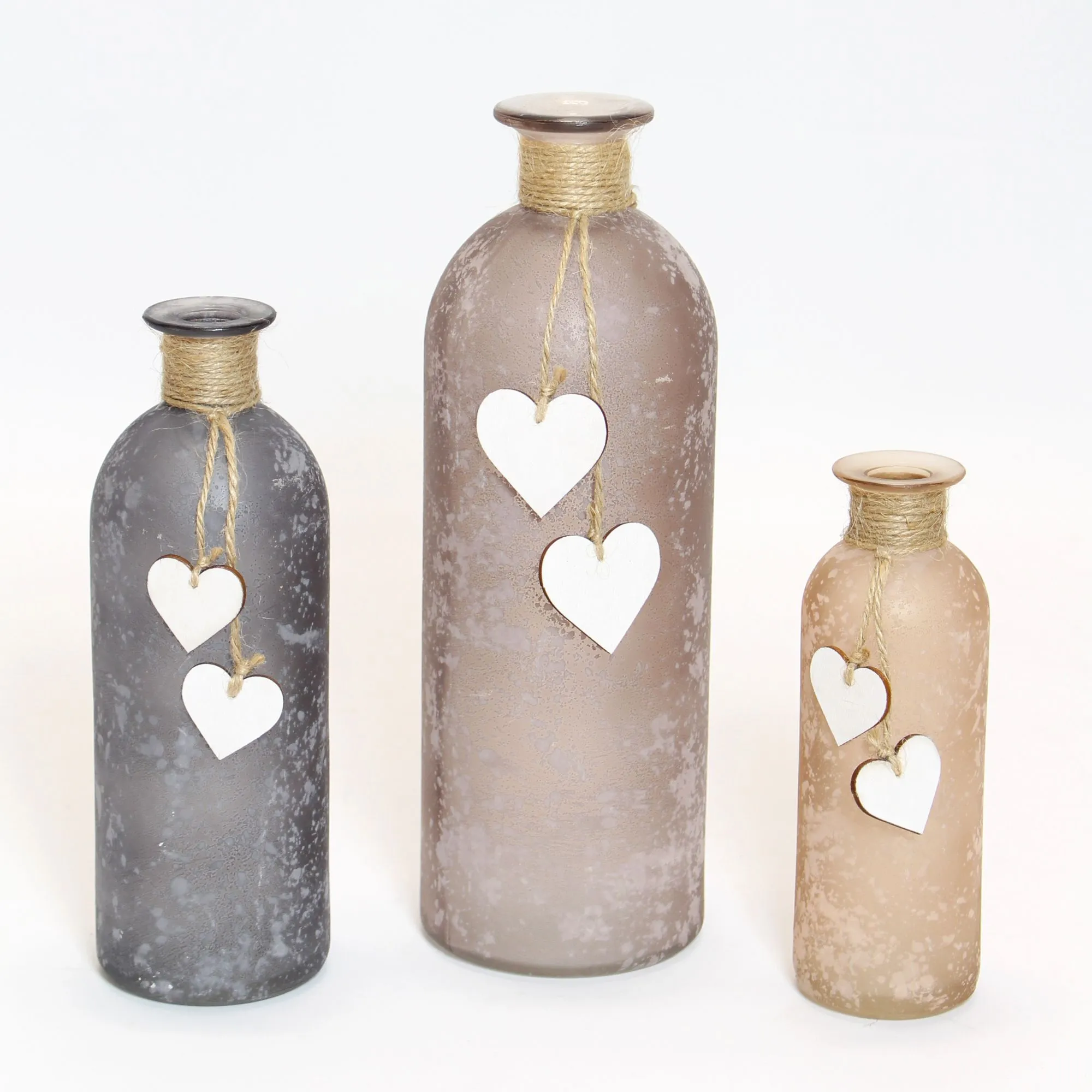 Dekovase "Herzchen", 3er Set  im Frank Flechtwaren Online Shop für Naturtöne kaufen