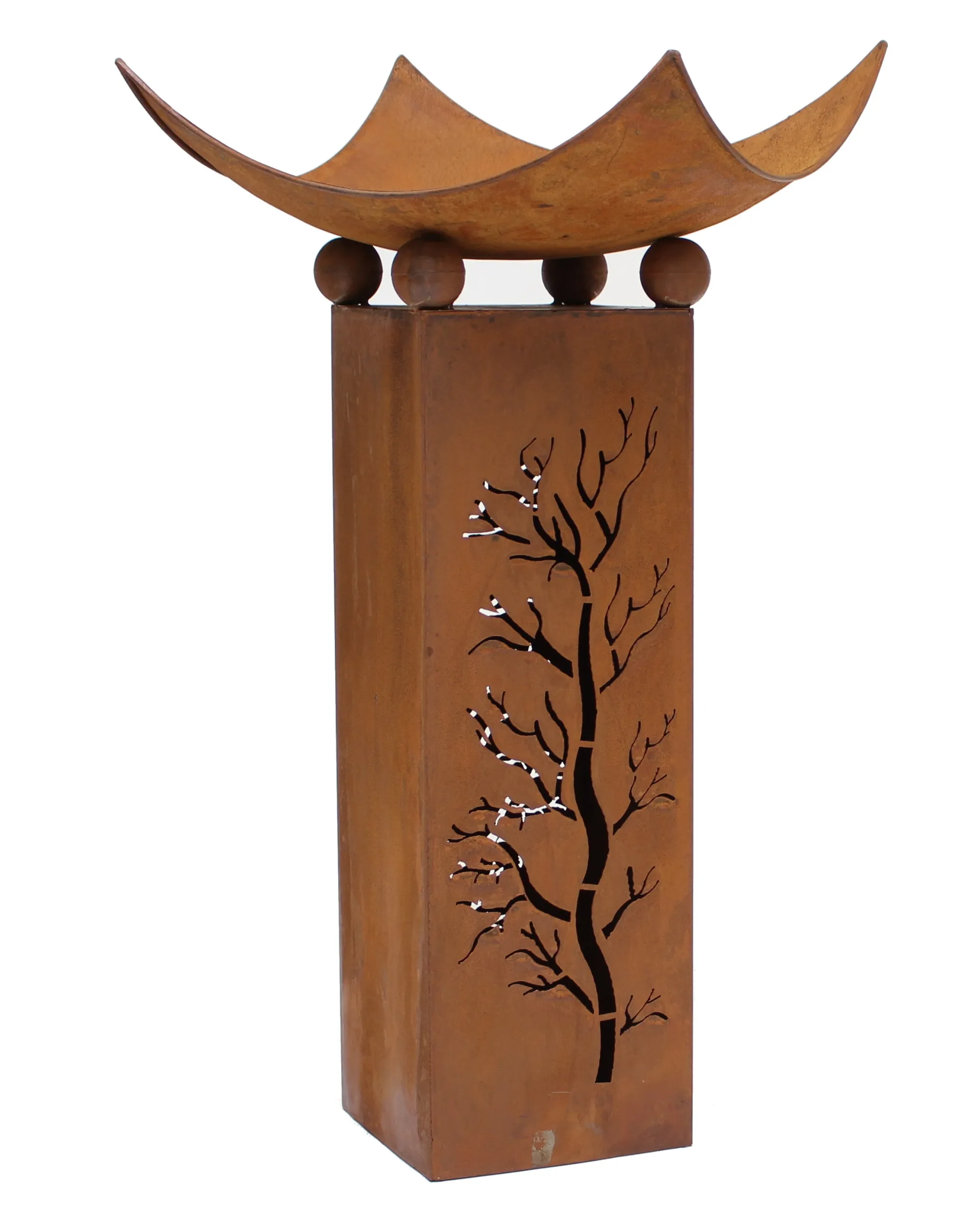 Säule "Feuerschale", 2tlg.  im Frank Flechtwaren Online Shop für Rostdeko für Ihren Garten kaufen