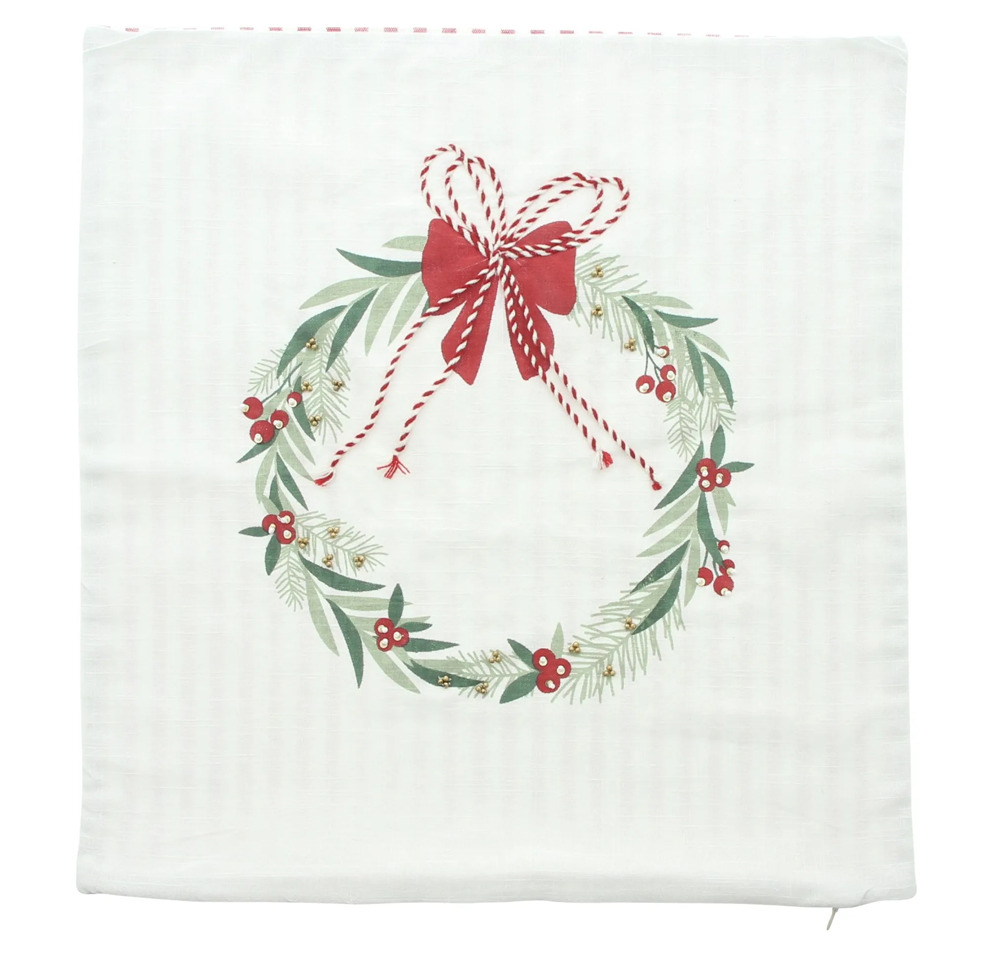 Kissenhülle "Schleifchenkranz"  im Frank Flechtwaren Online Shop für Weihnachtliche Kissen &amp; Kissenhüllen kaufen