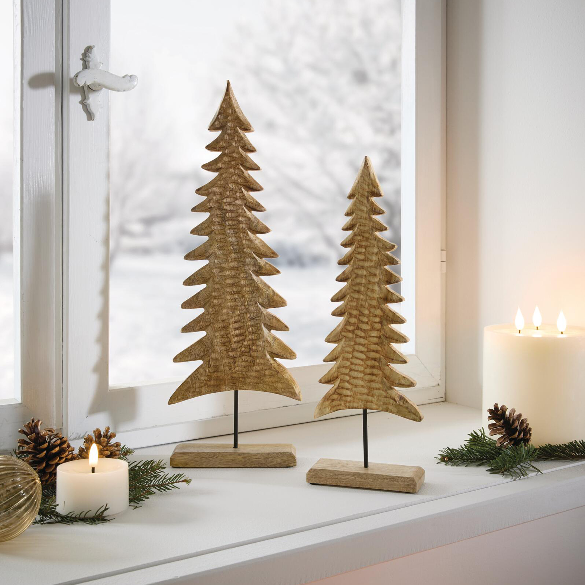 Deko-Tanne "Wood", 2er Set  im Frank Flechtwaren Online Shop kaufen