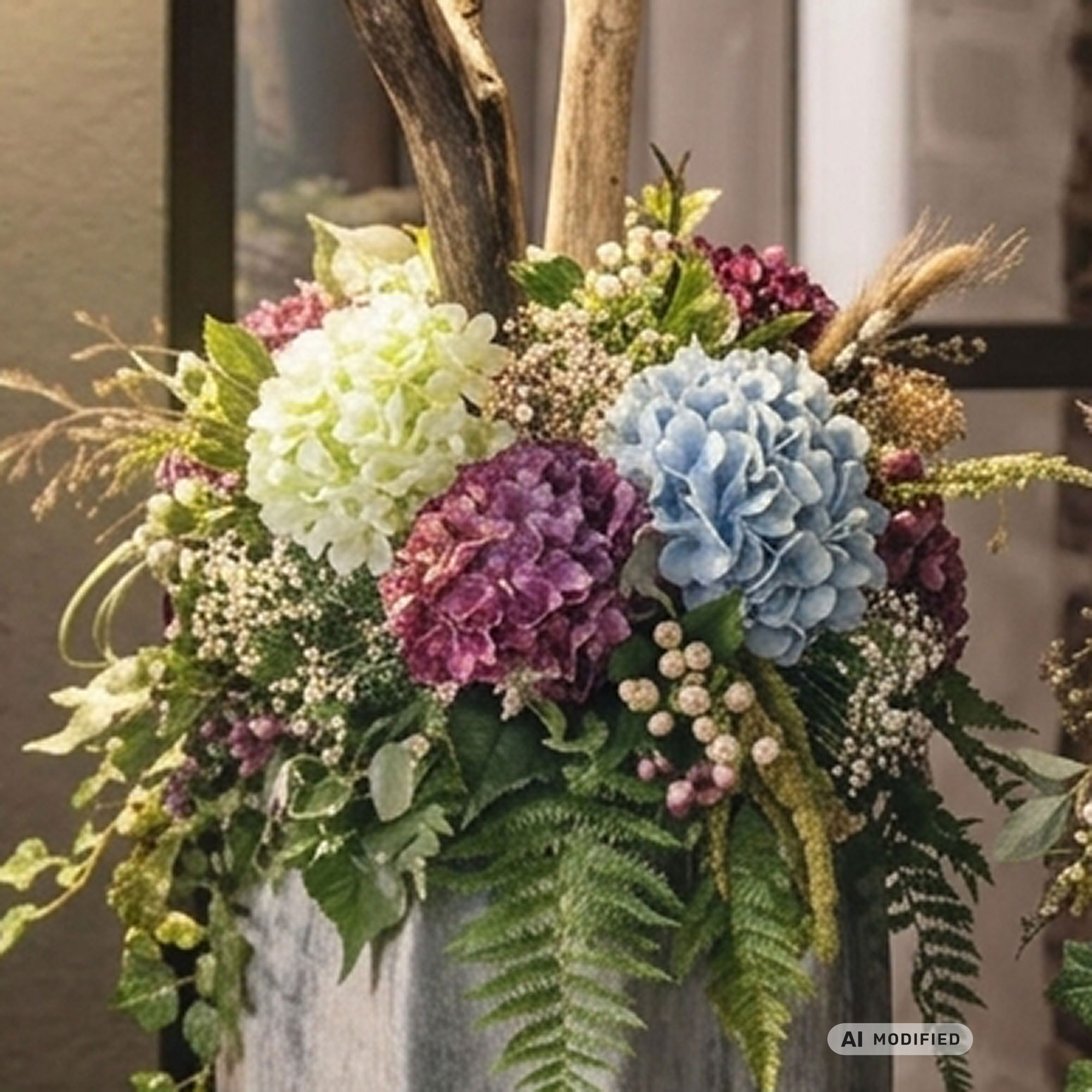 Kunstblume "Blaue Hortensie"  im Frank Flechtwaren Online Shop kaufen
