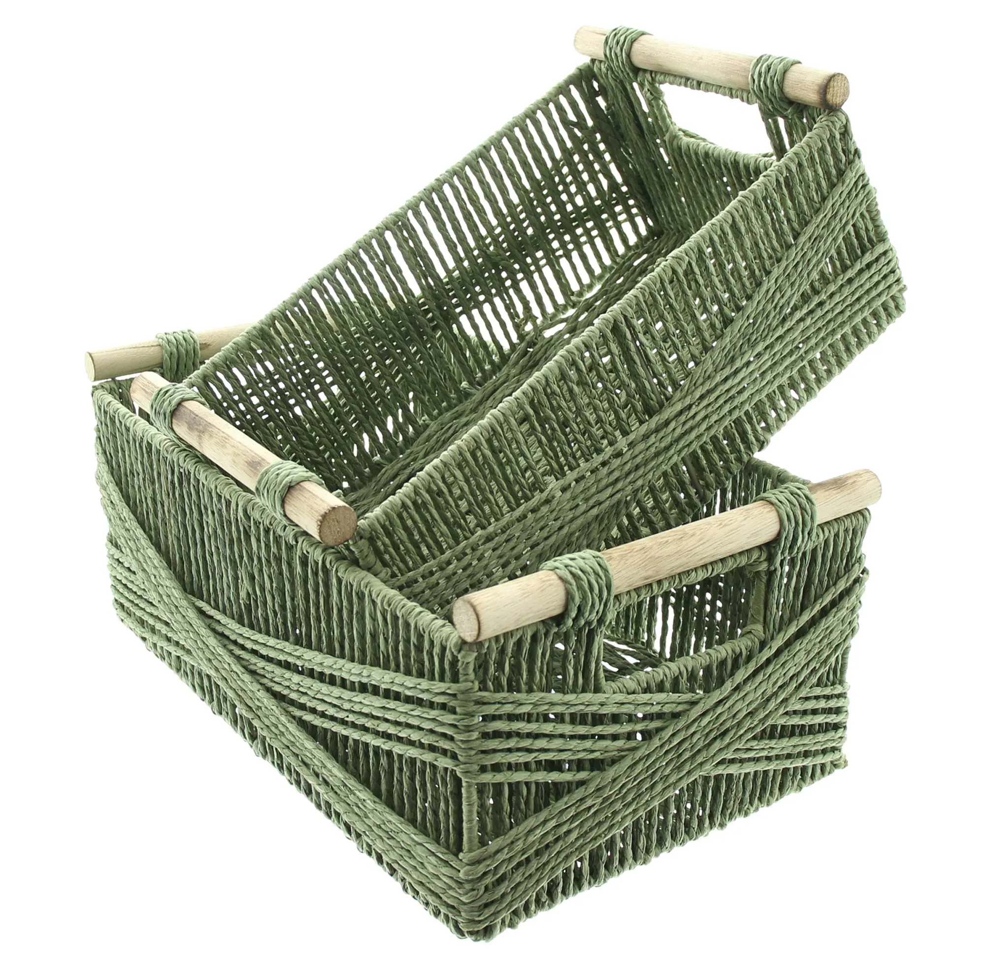 Füllkorb "Holzgriff", 2er Set  im Frank Flechtwaren Online Shop für Balkonien kaufen