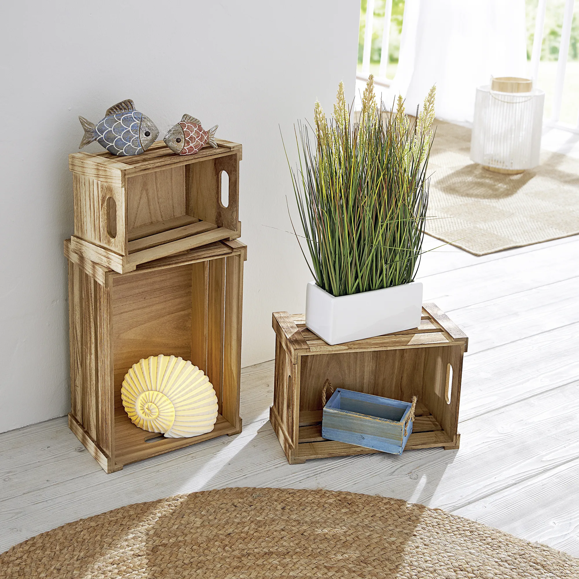 Holzkiste "Basic", 3er Set  im Frank Flechtwaren Online Shop für Goldene Herbstmomente kaufen
