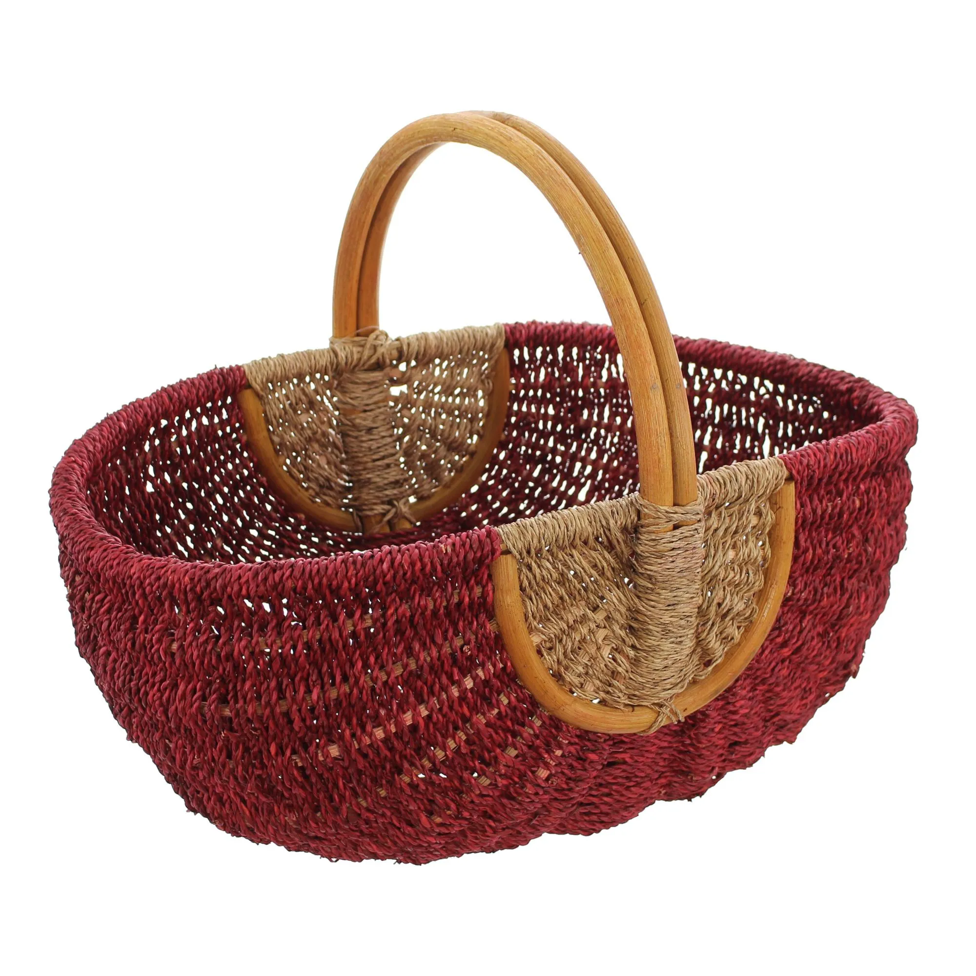 Einkaufskorb "Rot/Natur"  im Frank Flechtwaren Online Shop für Einkaufskörbe kaufen