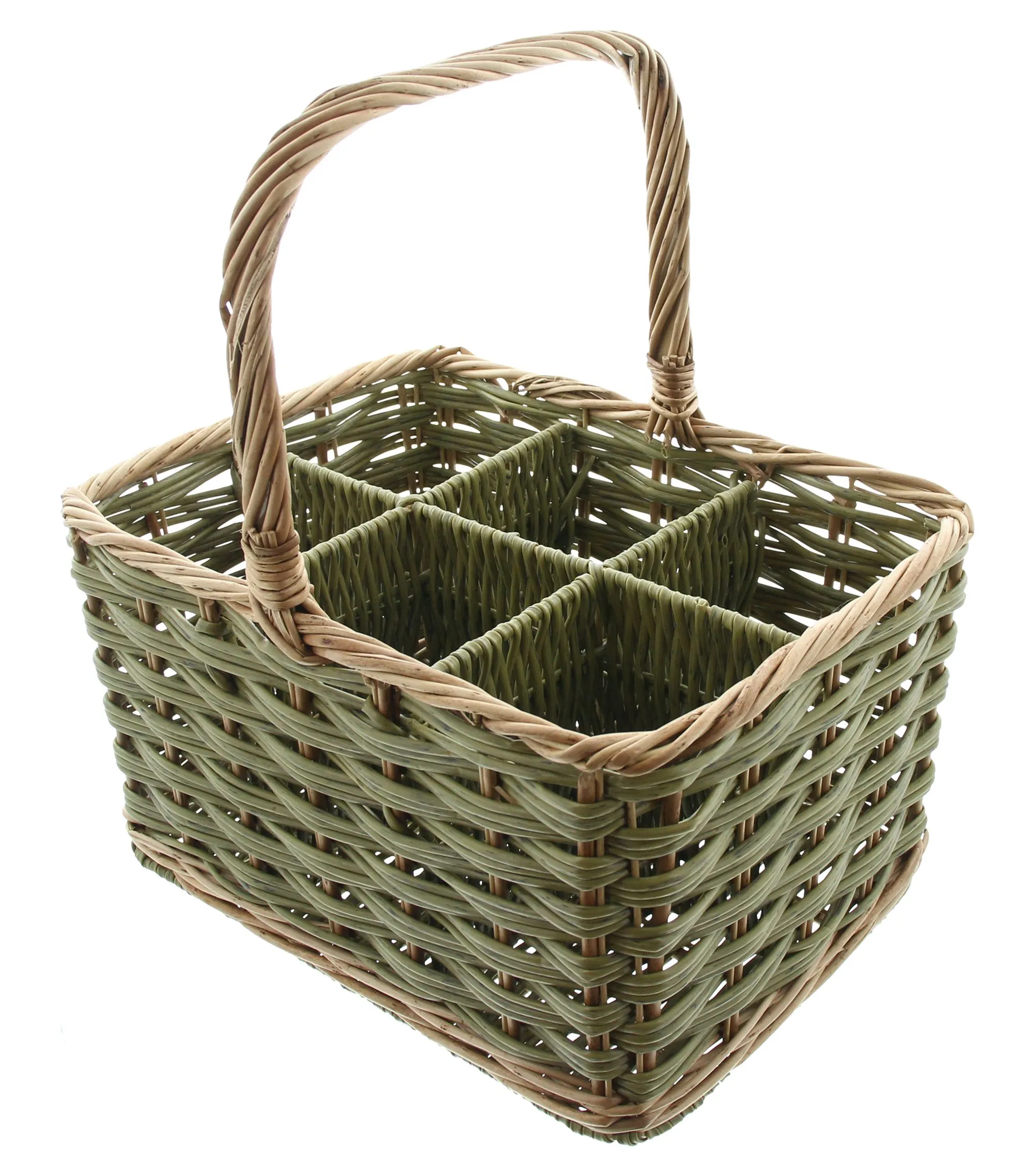 Flaschenkorb "Washed Green", für 6 Flaschen  im Frank Flechtwaren Online Shop für Weinliebhaber kaufen