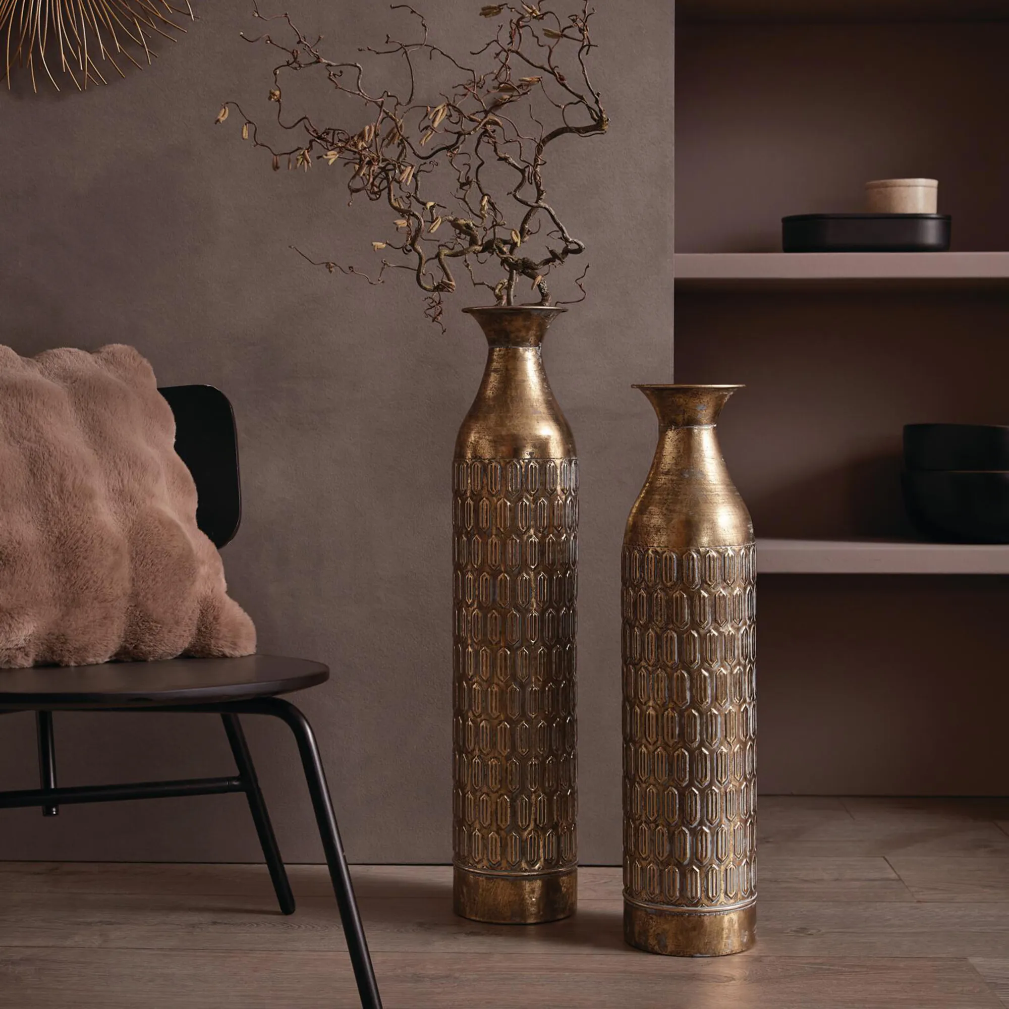 Deko-Bodenvase "Gold", 2er Set  im Frank Flechtwaren Online Shop kaufen