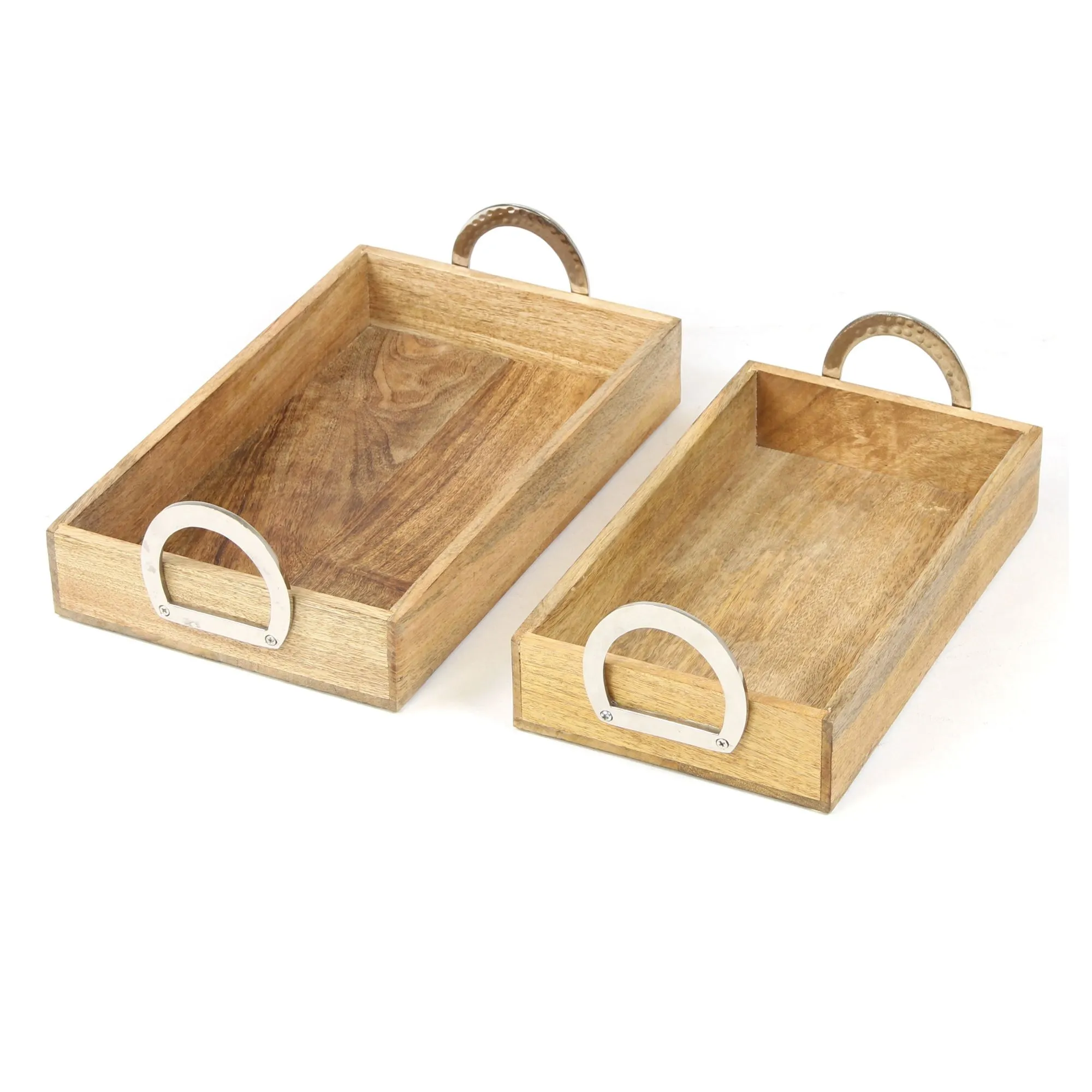 Serviertablett "Mangoholz", 2er Set  im Frank Flechtwaren Online Shop für Silber &amp; Gold kaufen