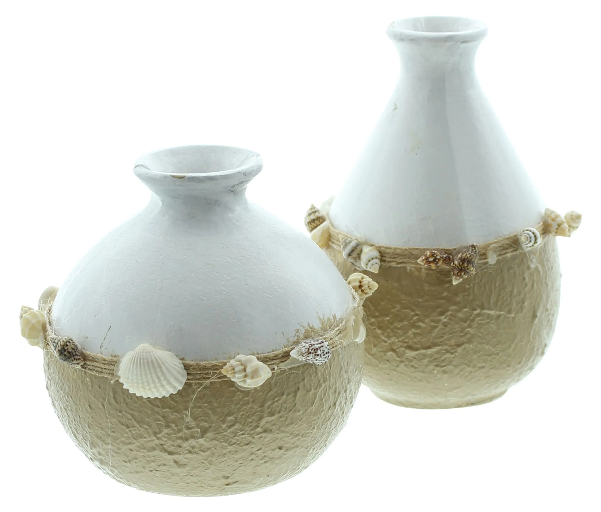Dekovase "Muscheln", 2er Set  im Frank Flechtwaren Online Shop für Ibiza-Vibes kaufen
