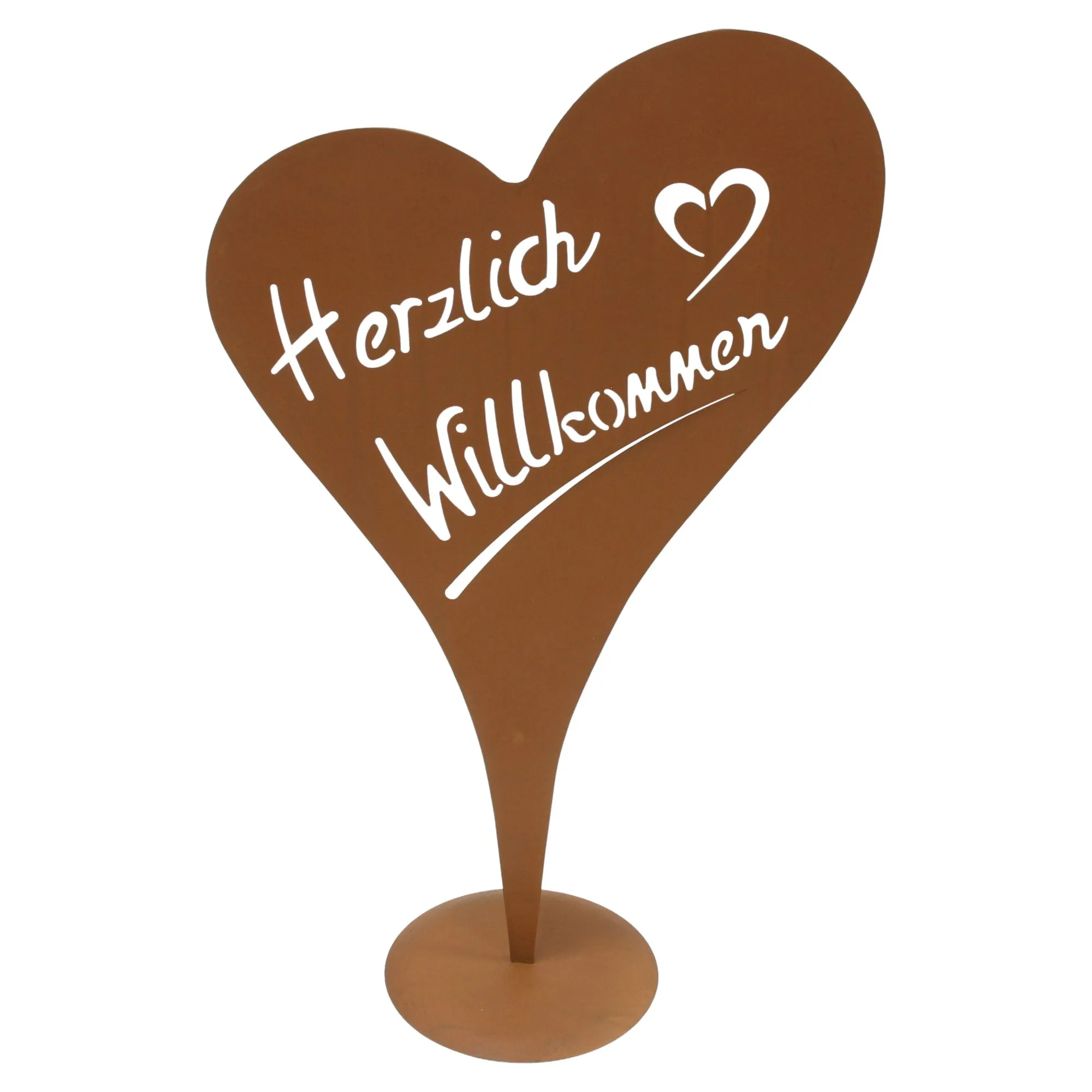 Herz "Herzlich Willkommen"  im Frank Flechtwaren Online Shop für Österliche Gartendeko kaufen