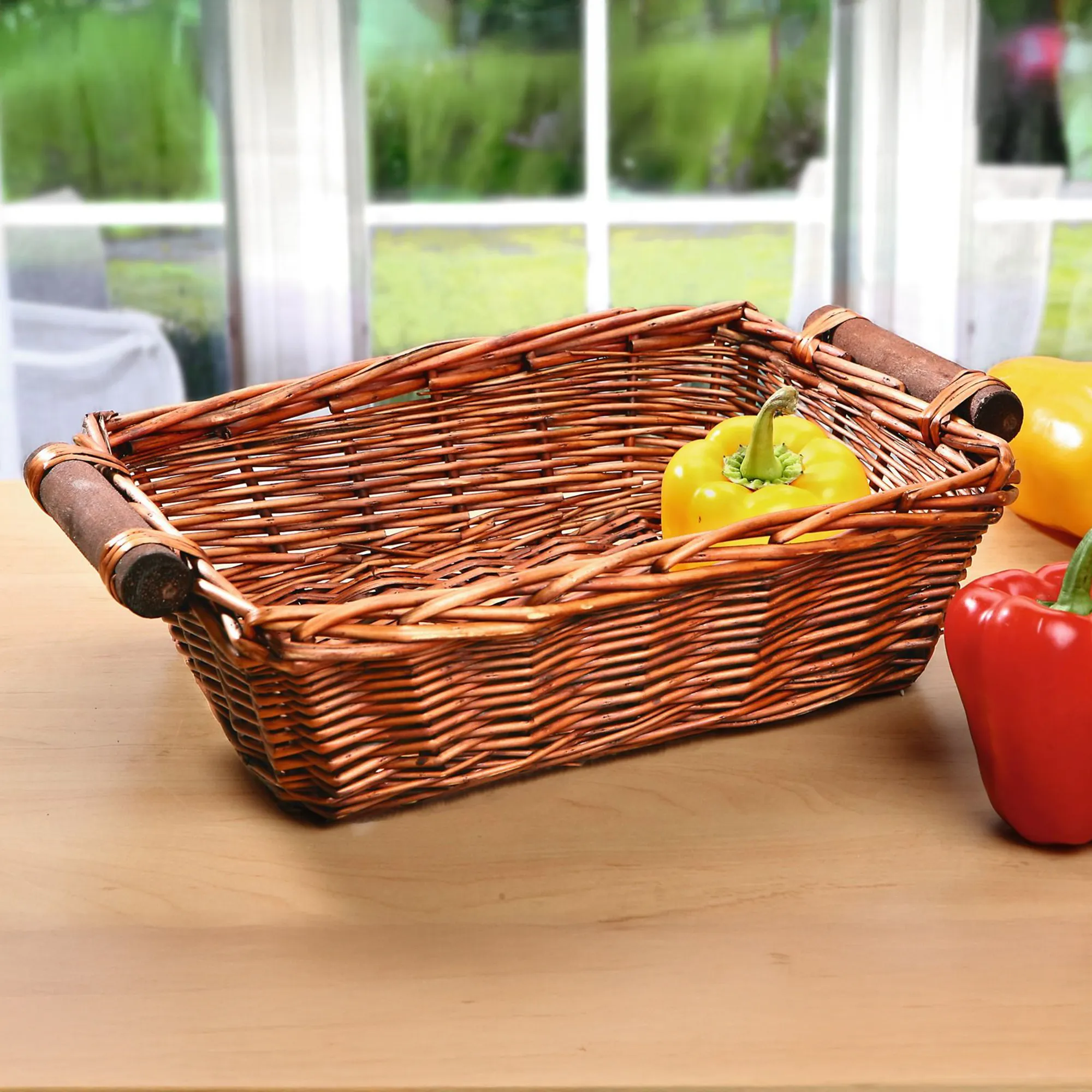 Schale mit Holzgriffen  im Frank Flechtwaren Online Shop kaufen