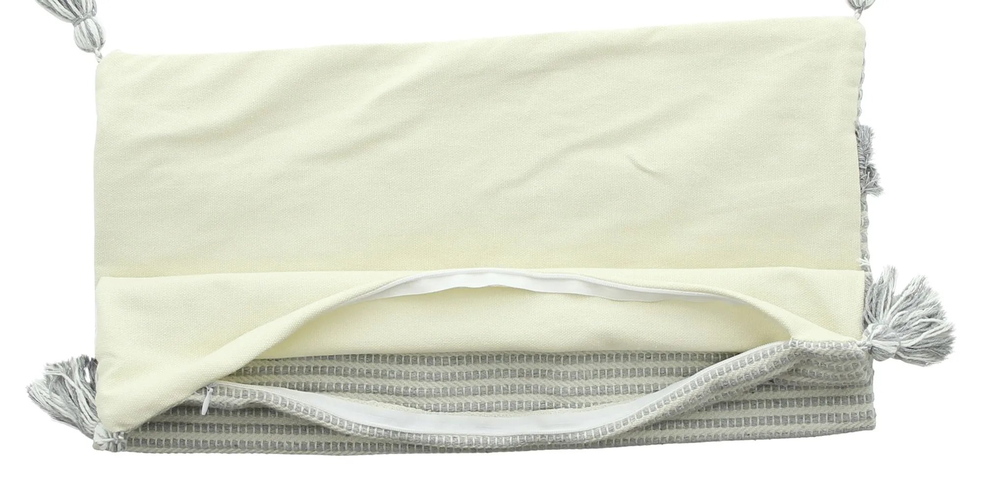 Kissenhülle "Stripes" mit Quasten  im Frank Flechtwaren Online Shop für Kissenhüllen kaufen