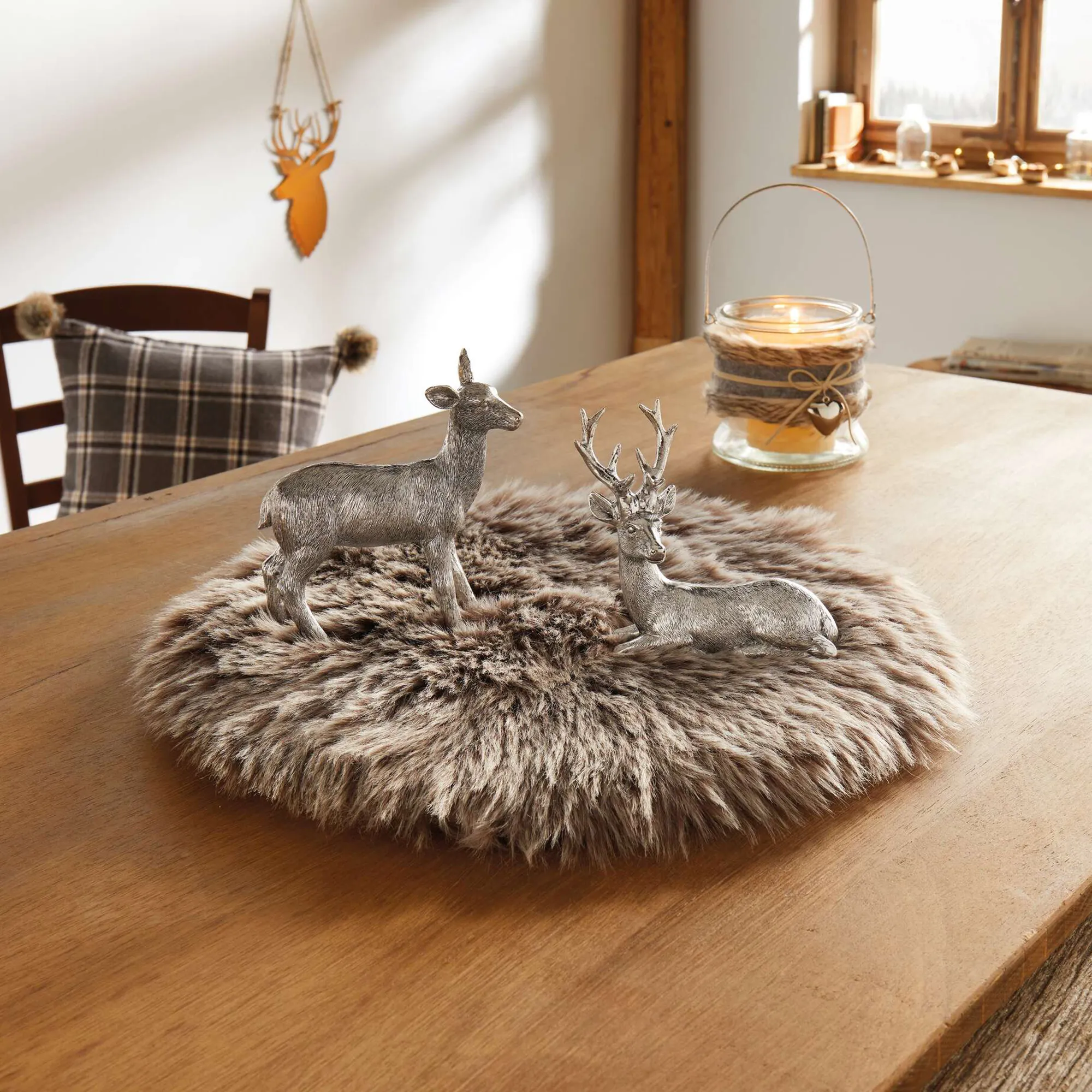 Dekofell "Light Platin", rund  im Frank Flechtwaren Online Shop kaufen