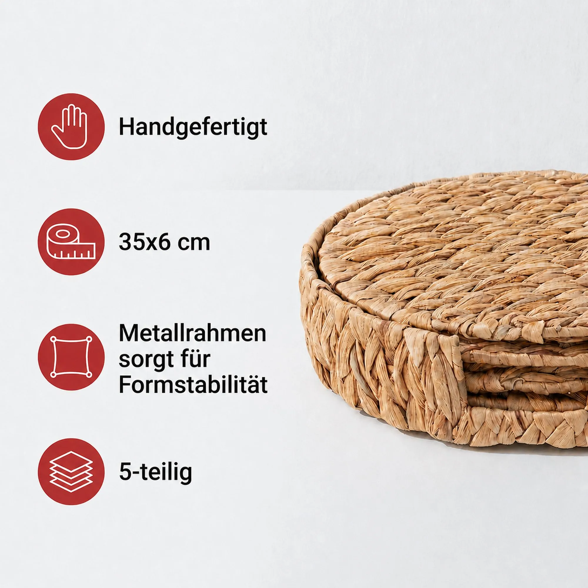 Platzteller-Set "Wasserhyazinthe", 5tlg.  im Frank Flechtwaren Online Shop für Landhaus-Flair kaufen