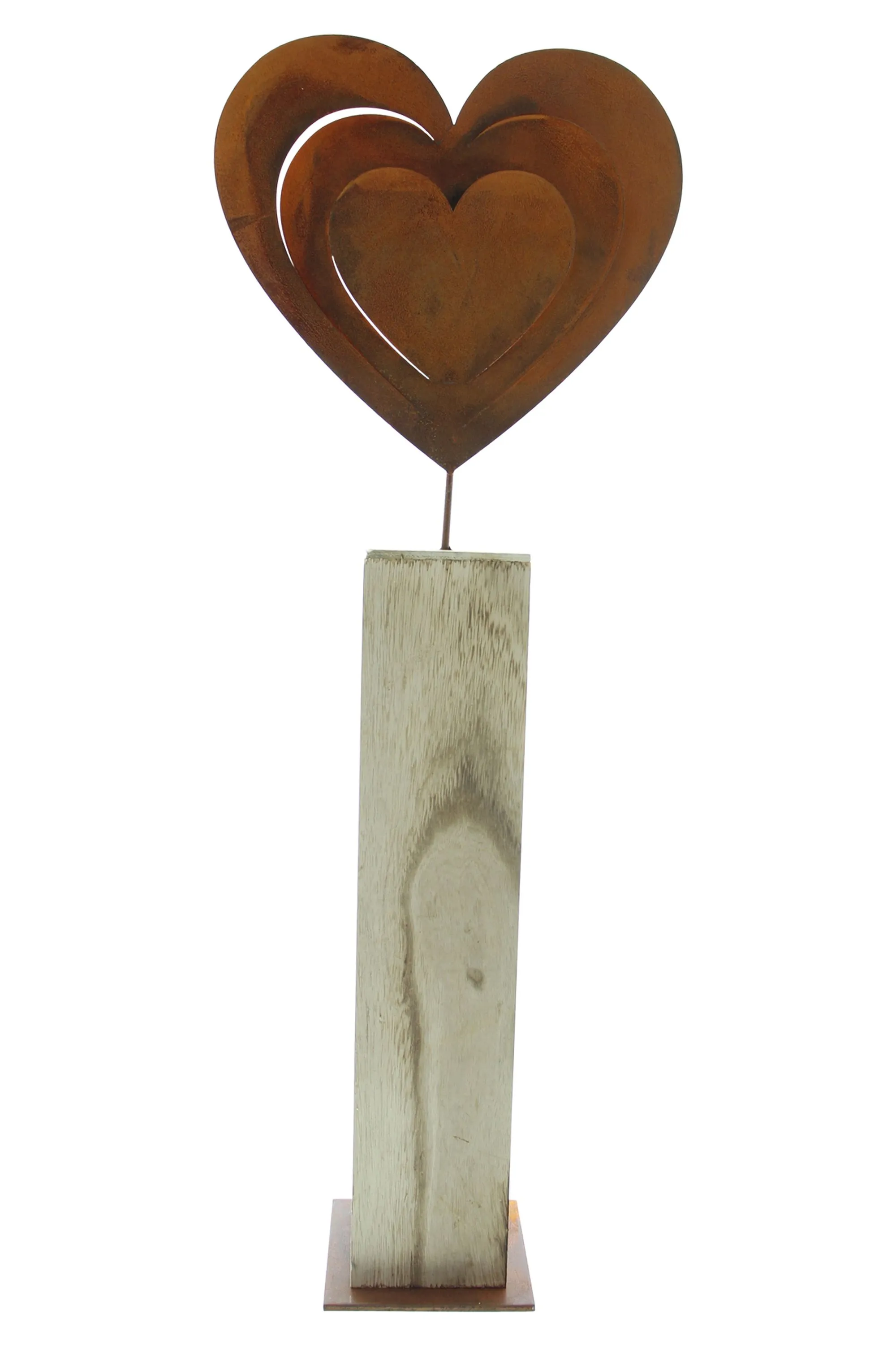 Holzsäule "Rostherz"  im Frank Flechtwaren Online Shop für Dekosäulen kaufen