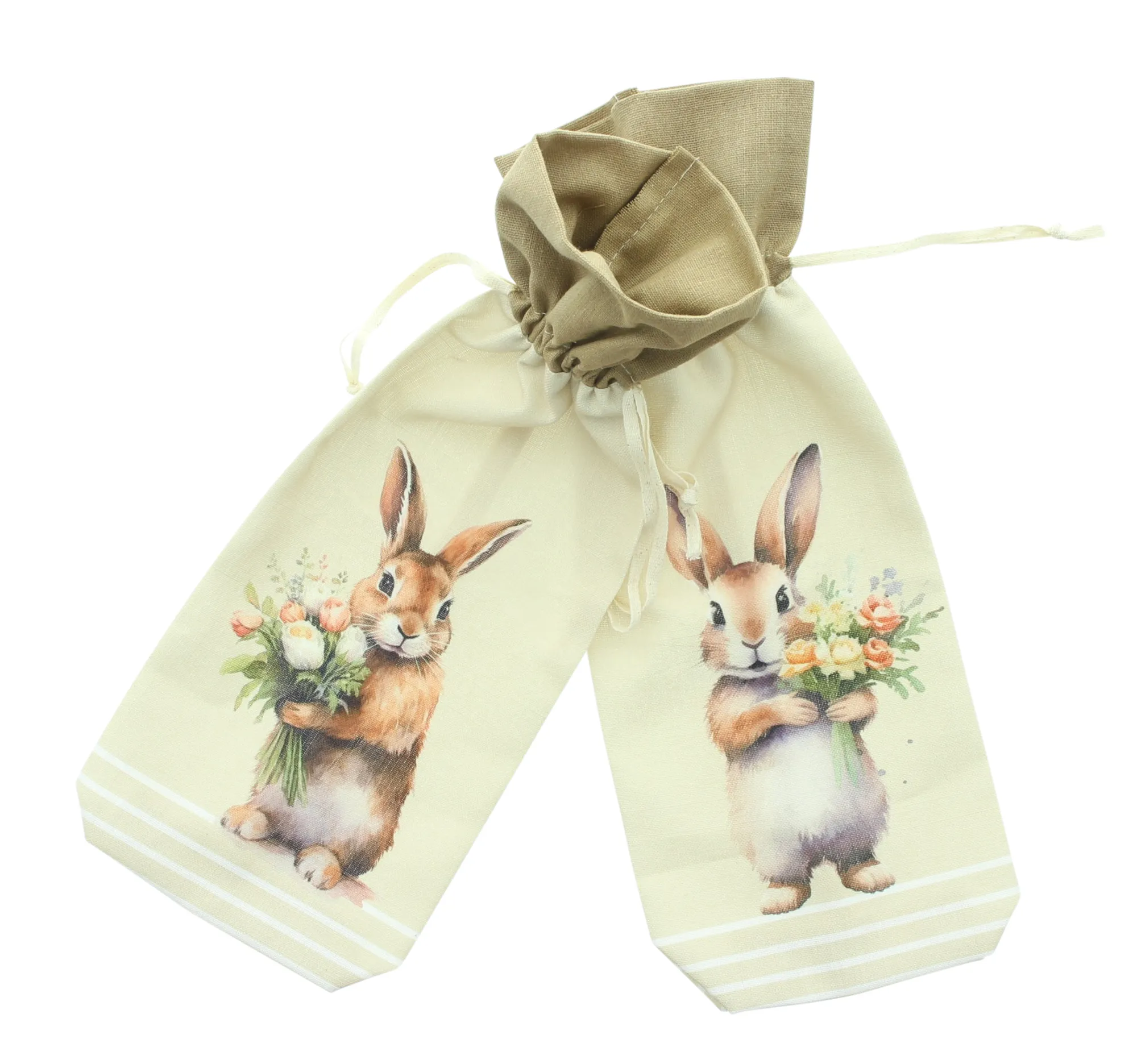 Geschenkbeutel "Blumenhase", 2er Set  im Frank Flechtwaren Online Shop für Hasen &amp; Co kaufen