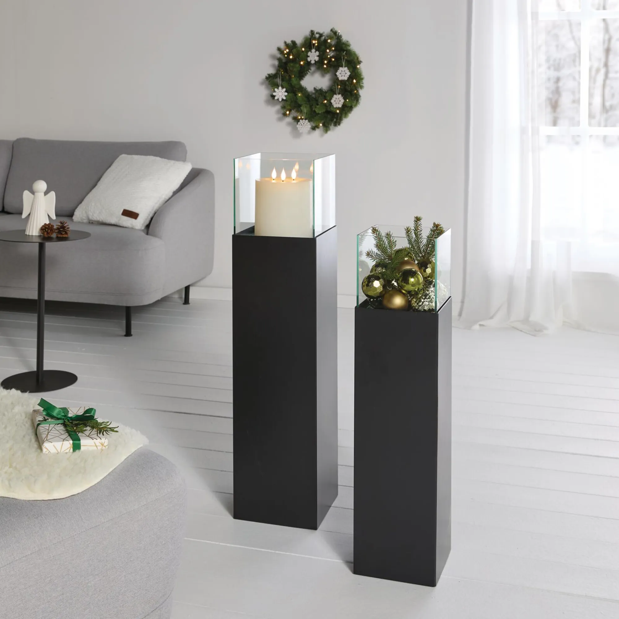 Windlicht-Säule "Modern Black", 2er Set  im Frank Flechtwaren Online Shop kaufen