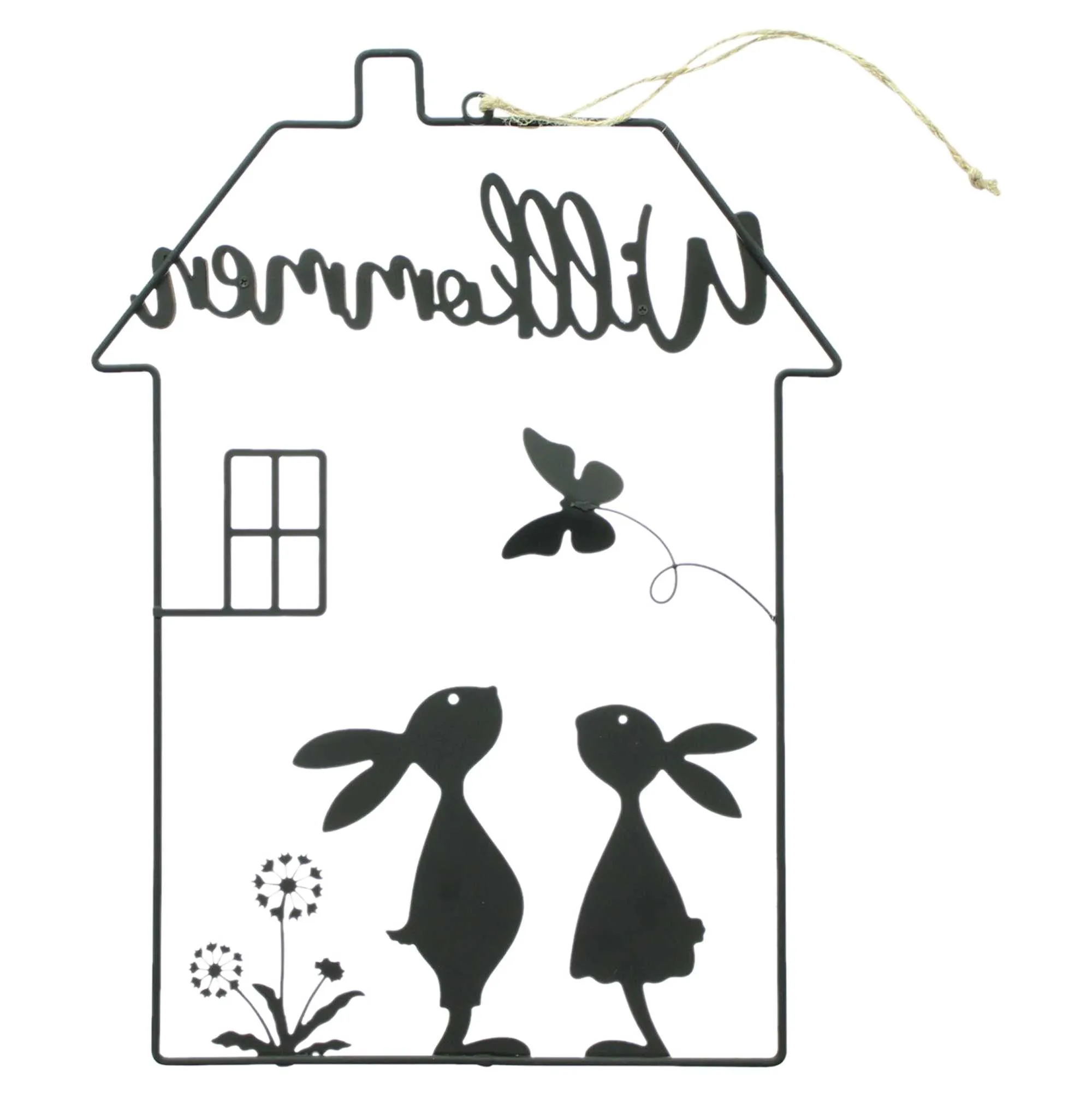 Hase im Haus "Willkommen"  im Frank Flechtwaren Online Shop für Aus dem Häuschen kaufen