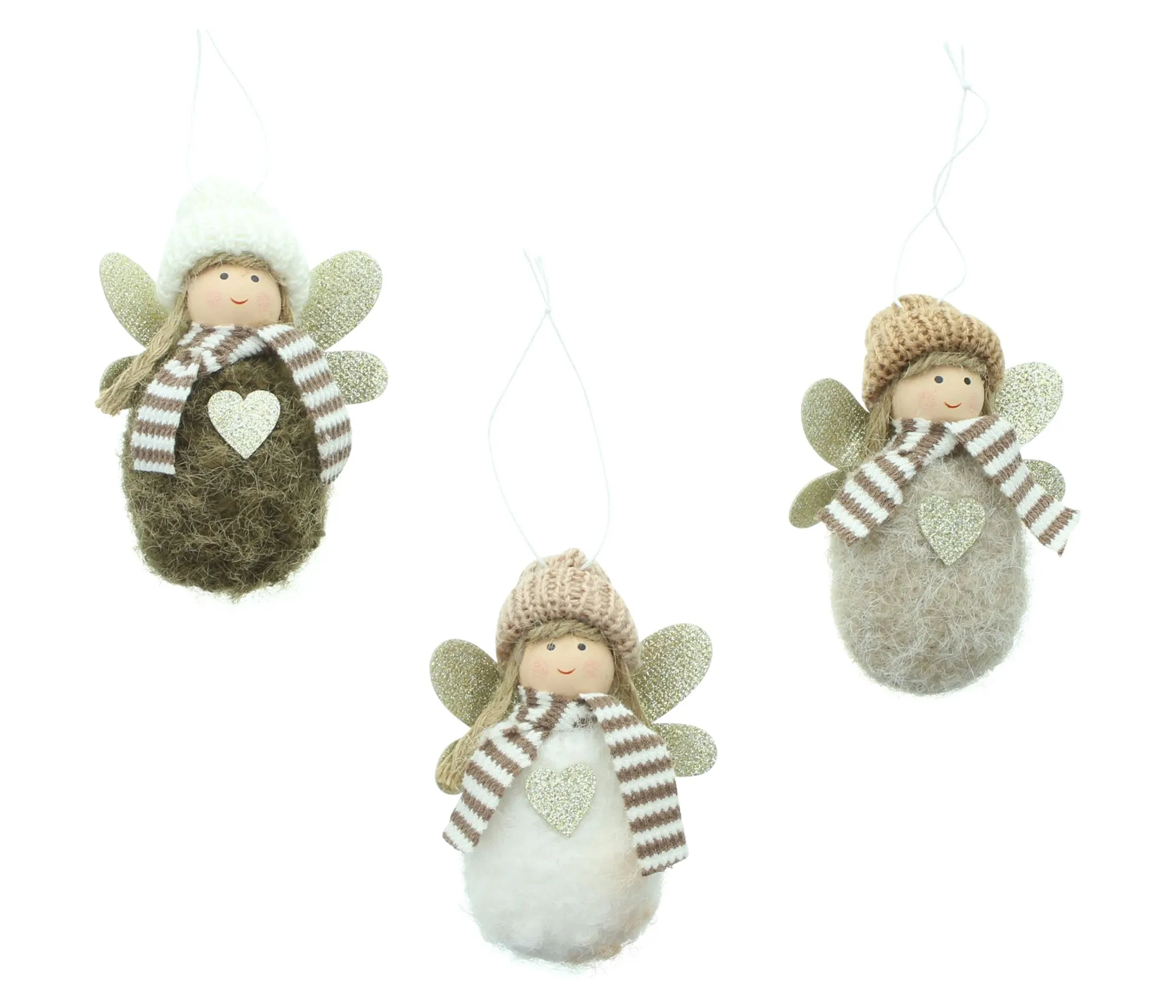 Deko-Hänger "Engel mit Herz", 3er Set  im Frank Flechtwaren Online Shop für Christbaumhänger kaufen