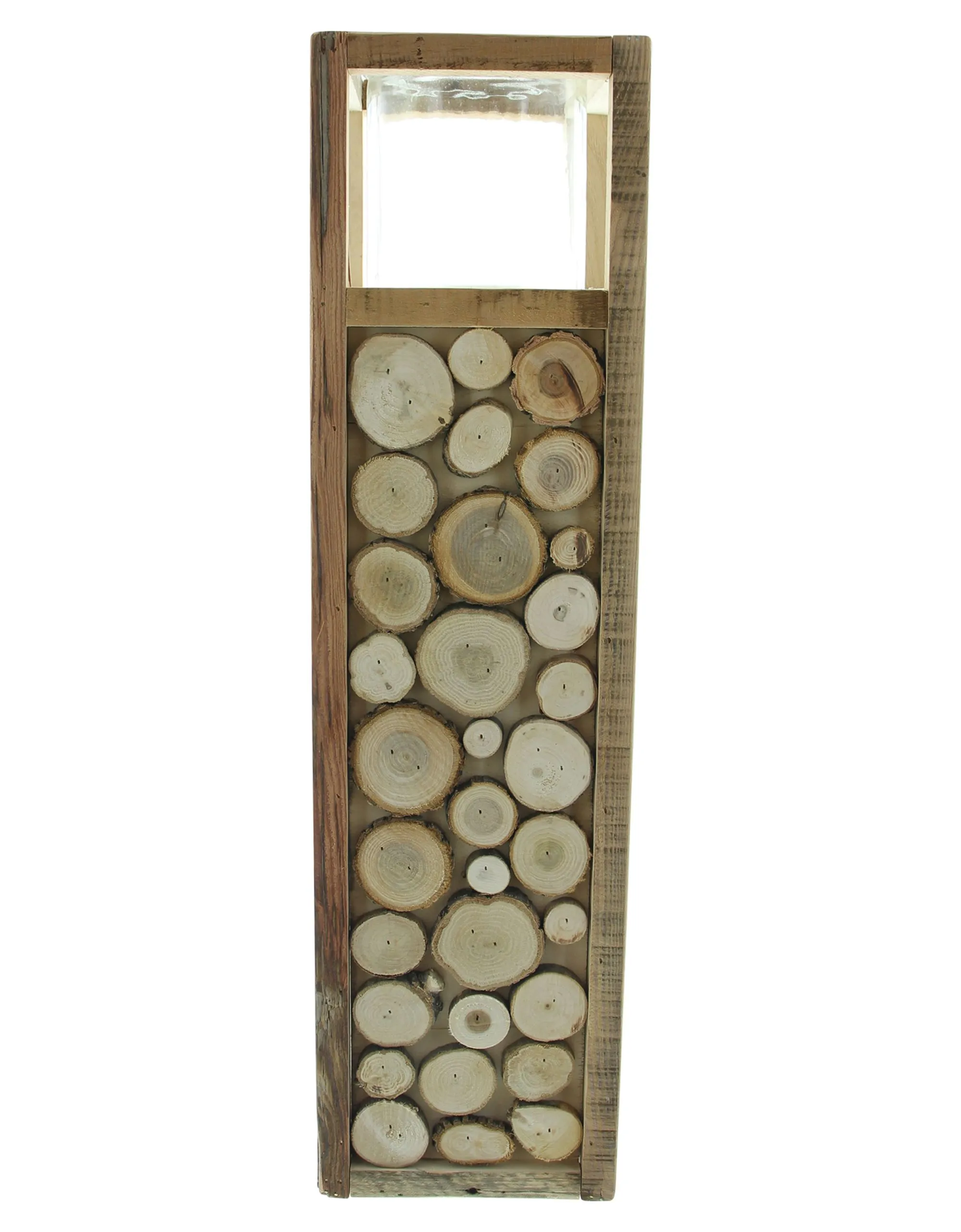Windlichtsäule "Holzscheibchen"  im Frank Flechtwaren Online Shop für Windlichter kaufen