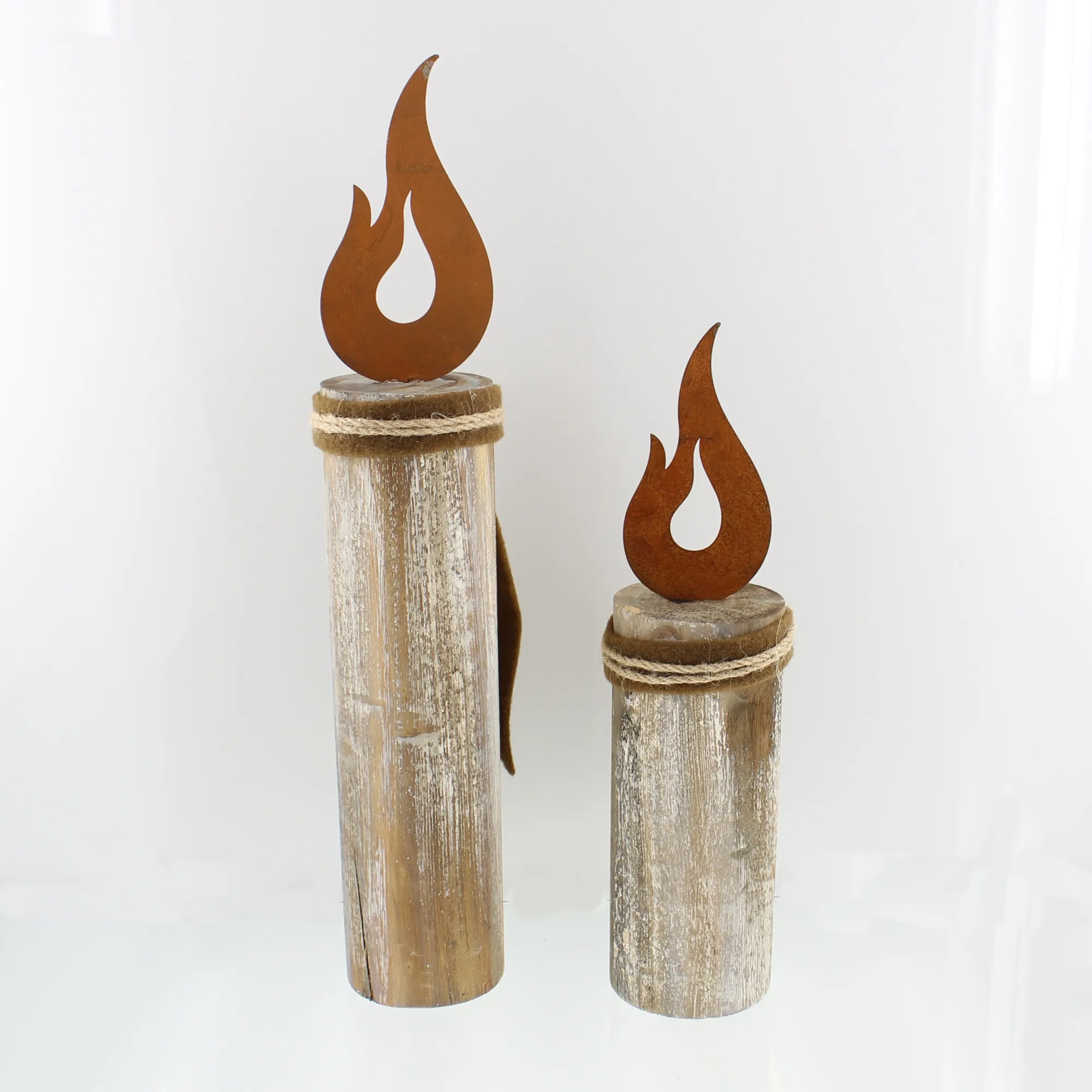 Säule "Flammendes Herz", 2er Set  im Frank Flechtwaren Online Shop für Nordischer Winter kaufen