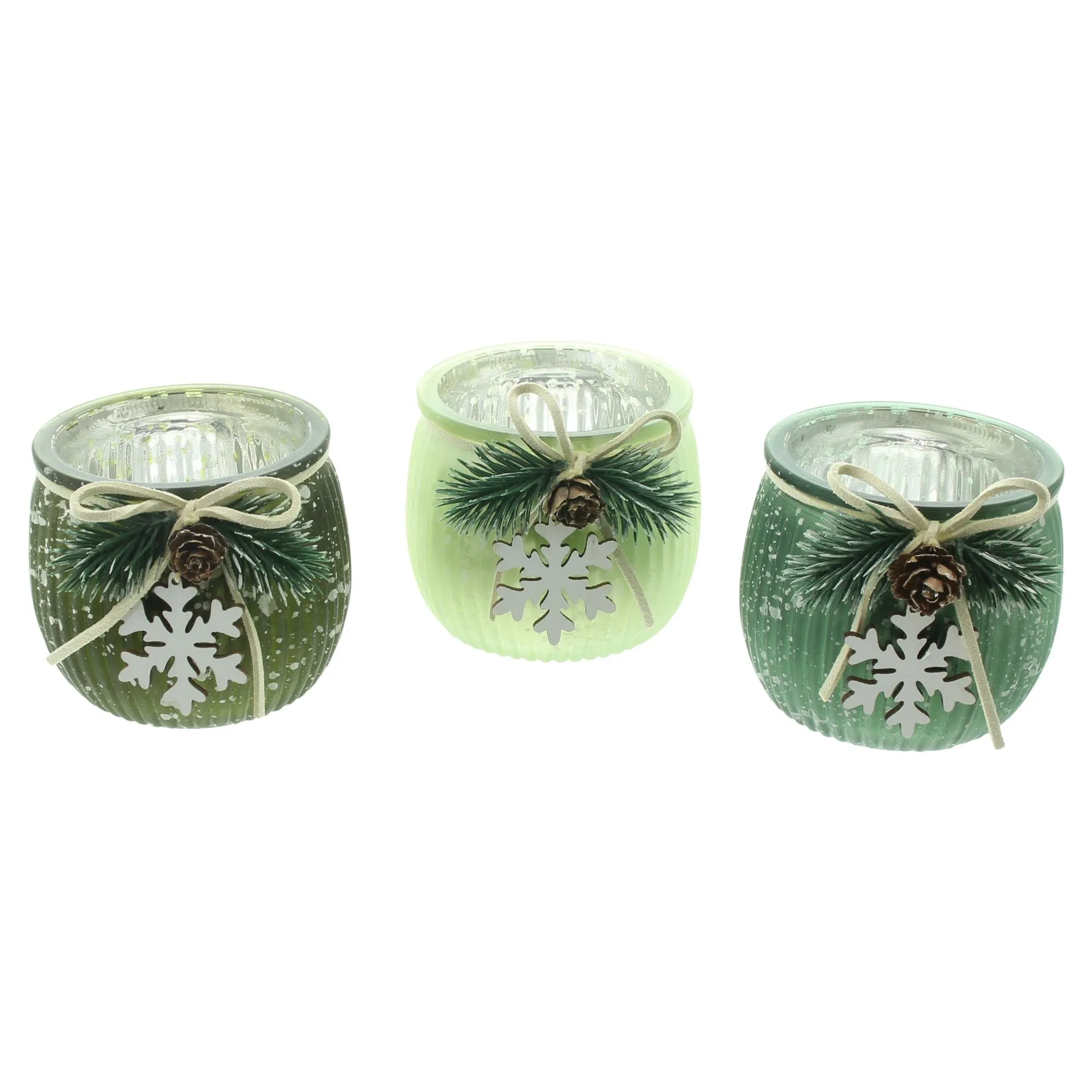 Teelichthalter "Green Shades", 3er Set  im Frank Flechtwaren Online Shop für Festlicher Look: Mint &amp; Weiß kaufen