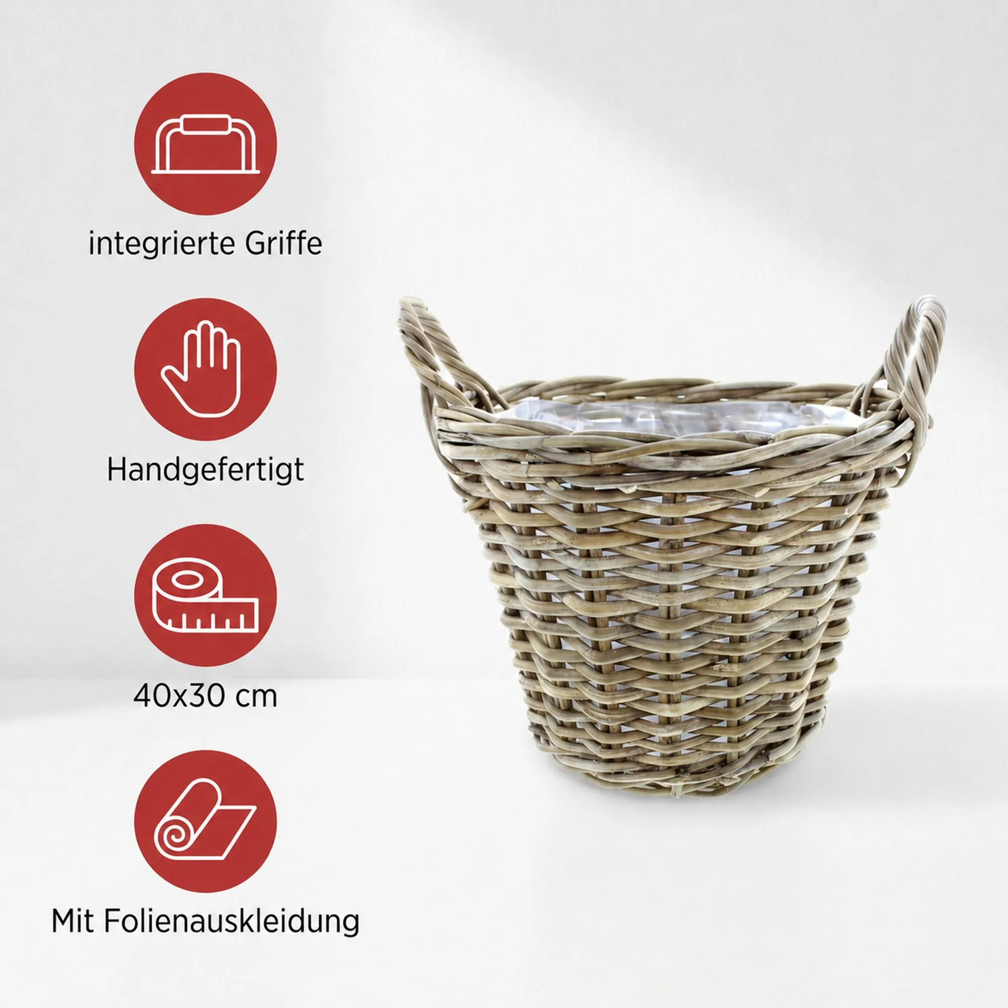Pflanzkorb "Rattan", groß  im Frank Flechtwaren Online Shop für Pflanzkörbe kaufen