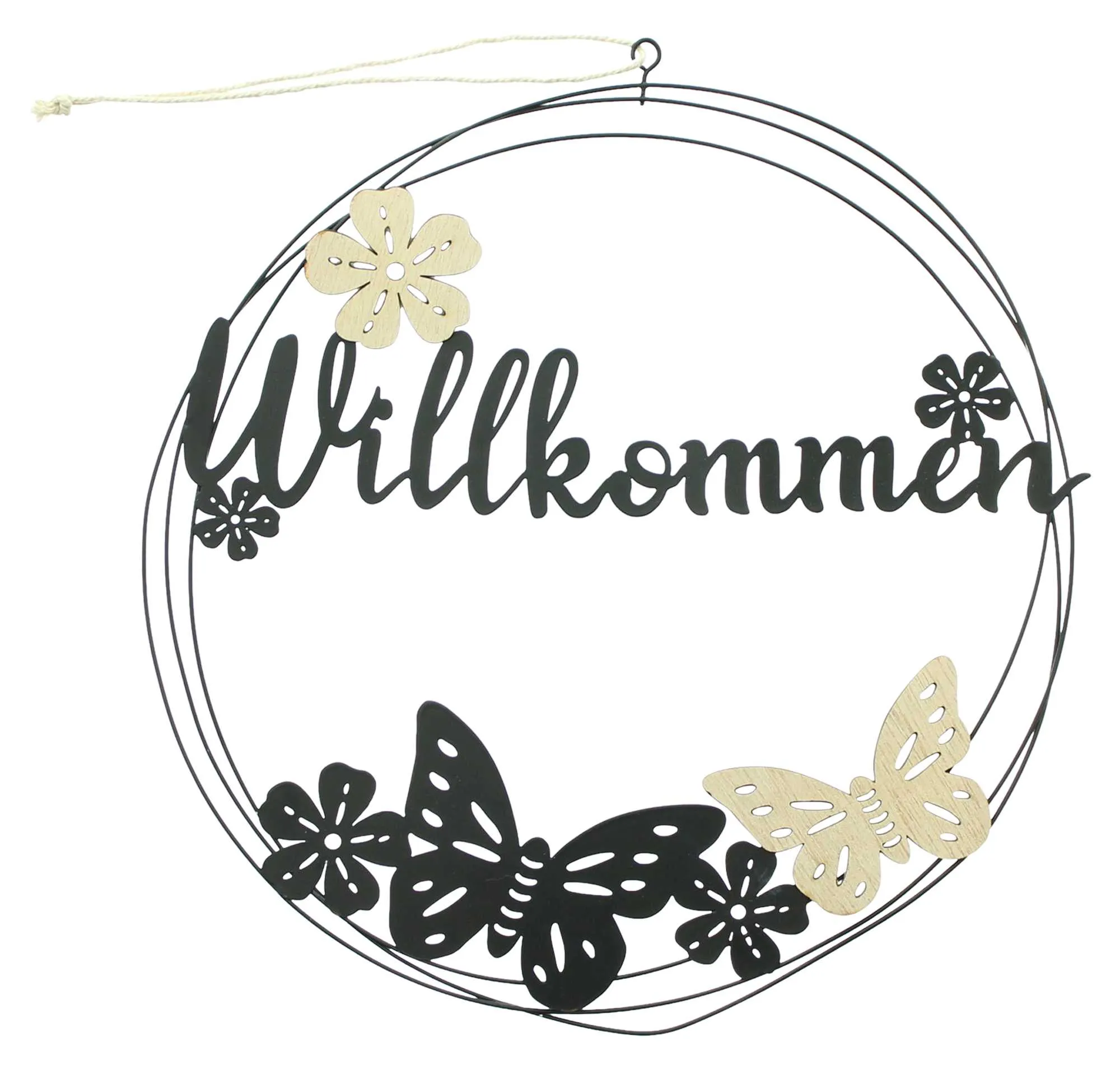 Metallring "Willkommen"  im Frank Flechtwaren Online Shop für Dekohänger kaufen