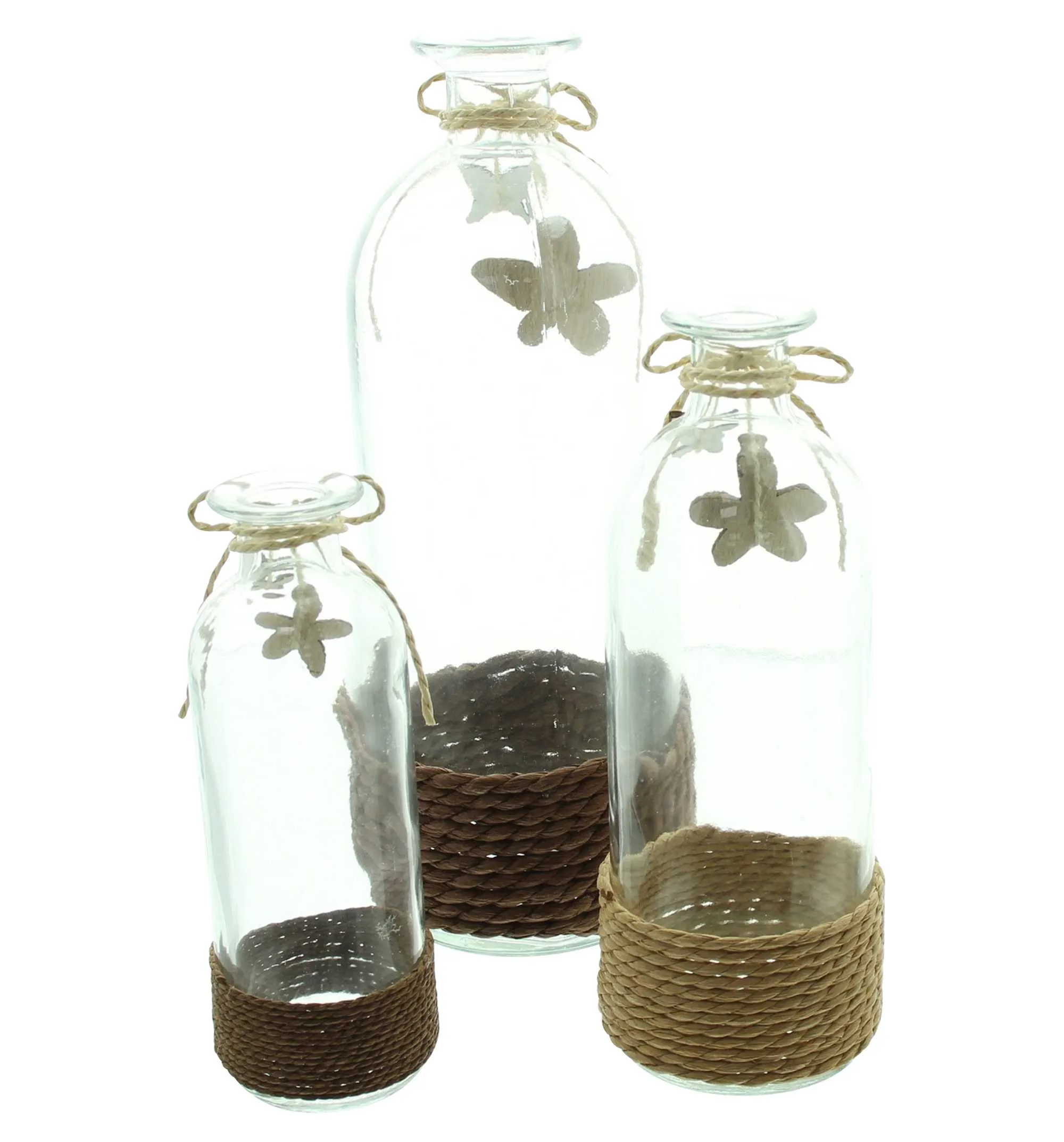 Dekovase "Blume &amp; Schmetterling", 3er Set  im Frank Flechtwaren Online Shop für Geschenke-Tipps kaufen