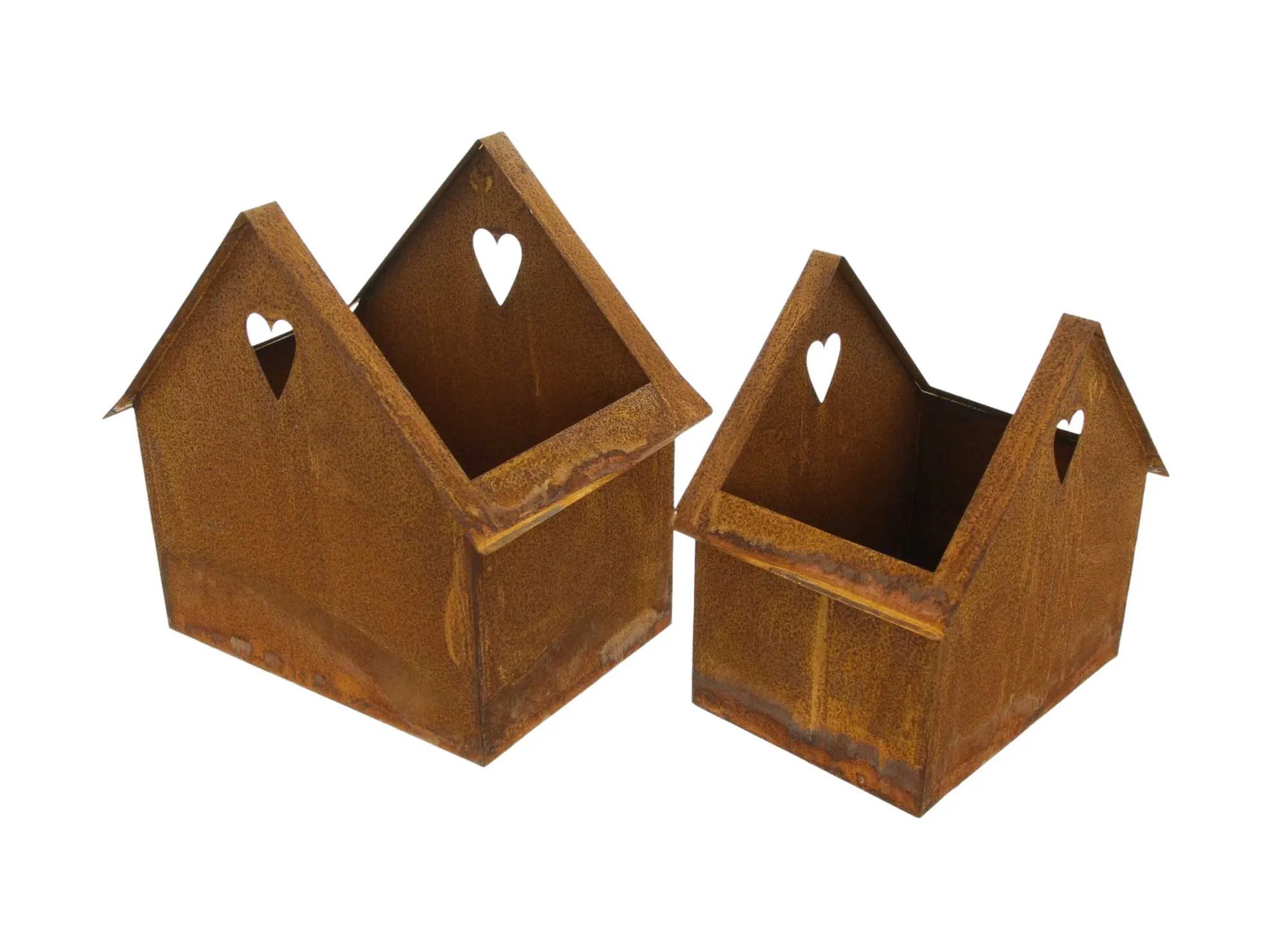 Pflanzer "Rost-Haus", 2er Set  im Frank Flechtwaren Online Shop für Dekohäuser kaufen