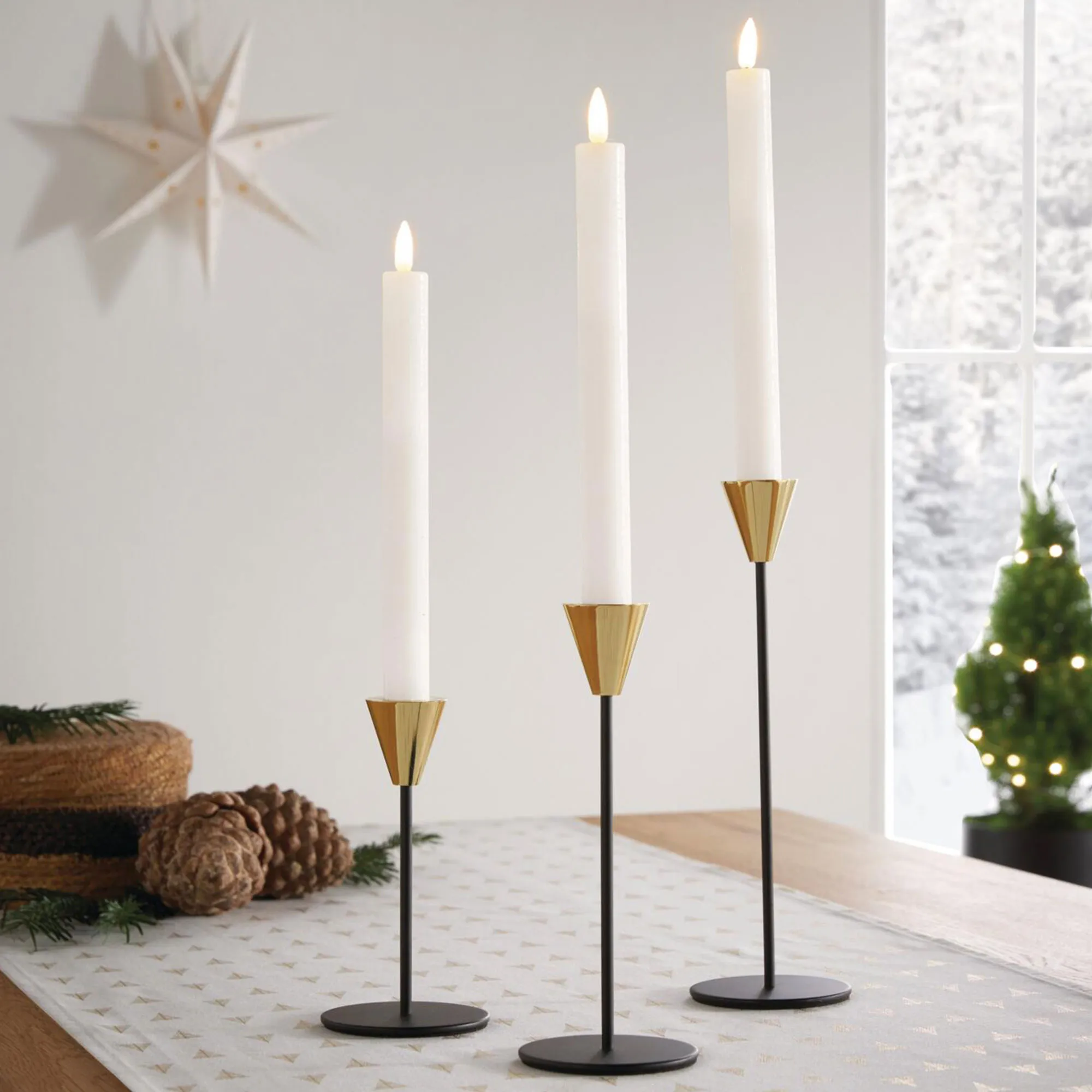 Stabkerzenhalter "Schwarz &amp; Gold", 3er Set  im Frank Flechtwaren Online Shop für Black &amp; White kaufen
